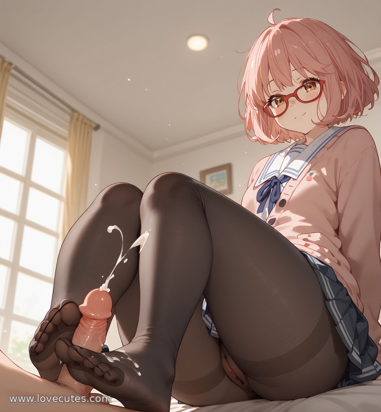 Cô Gái Anime Tạo Ra Bằng AI - 栗山未来: Cô Nàng Tóc Xanh Năng Động Trong Trang Phục Học Sinh, Thể Hiện Sự Trẻ Trung 150P