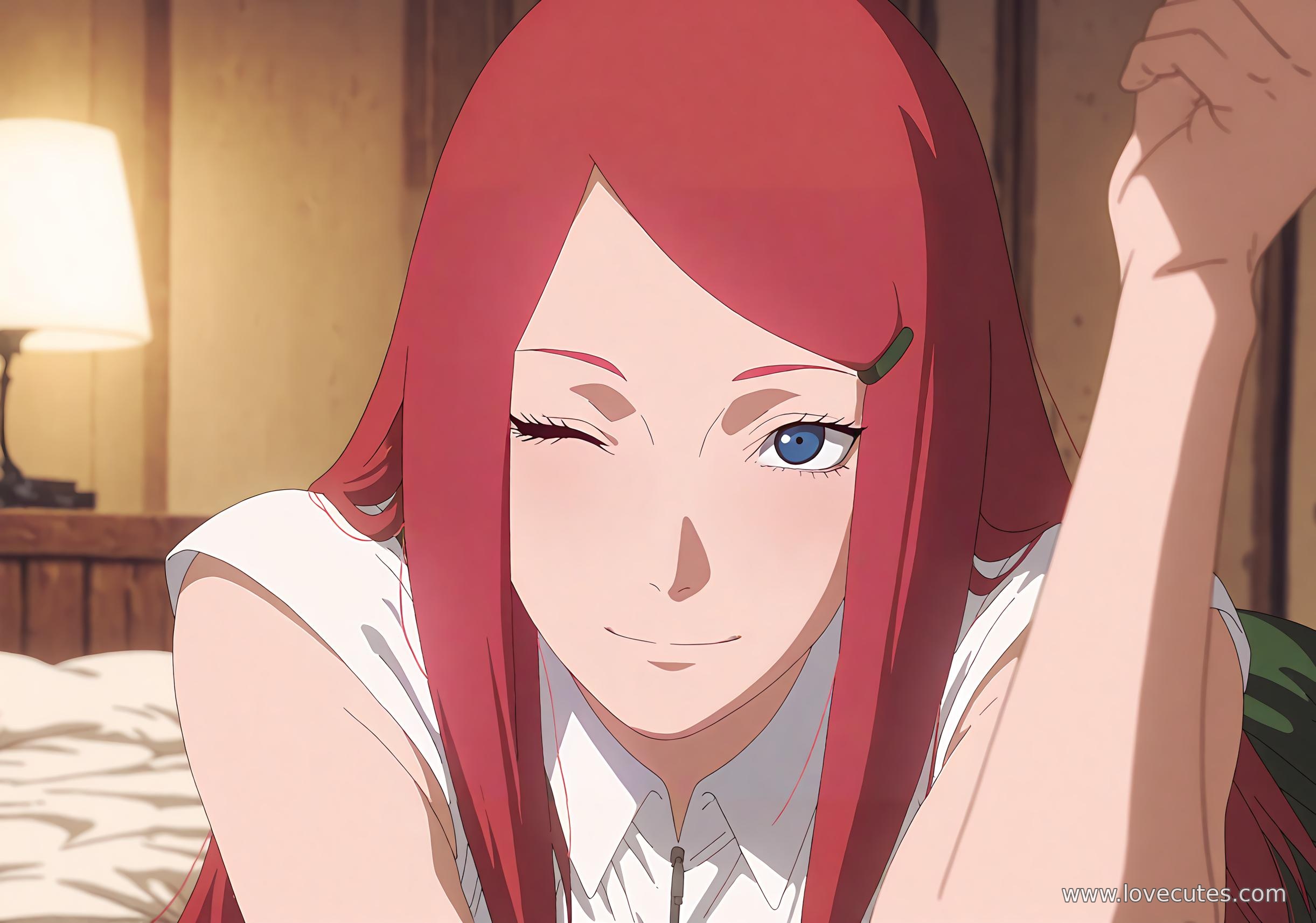 AI Generated Anime Girl - Kushina Uzumaki: The Fiery Beauty from Naruto Showcasing Youthful Energy in Alluring Poses 92P
