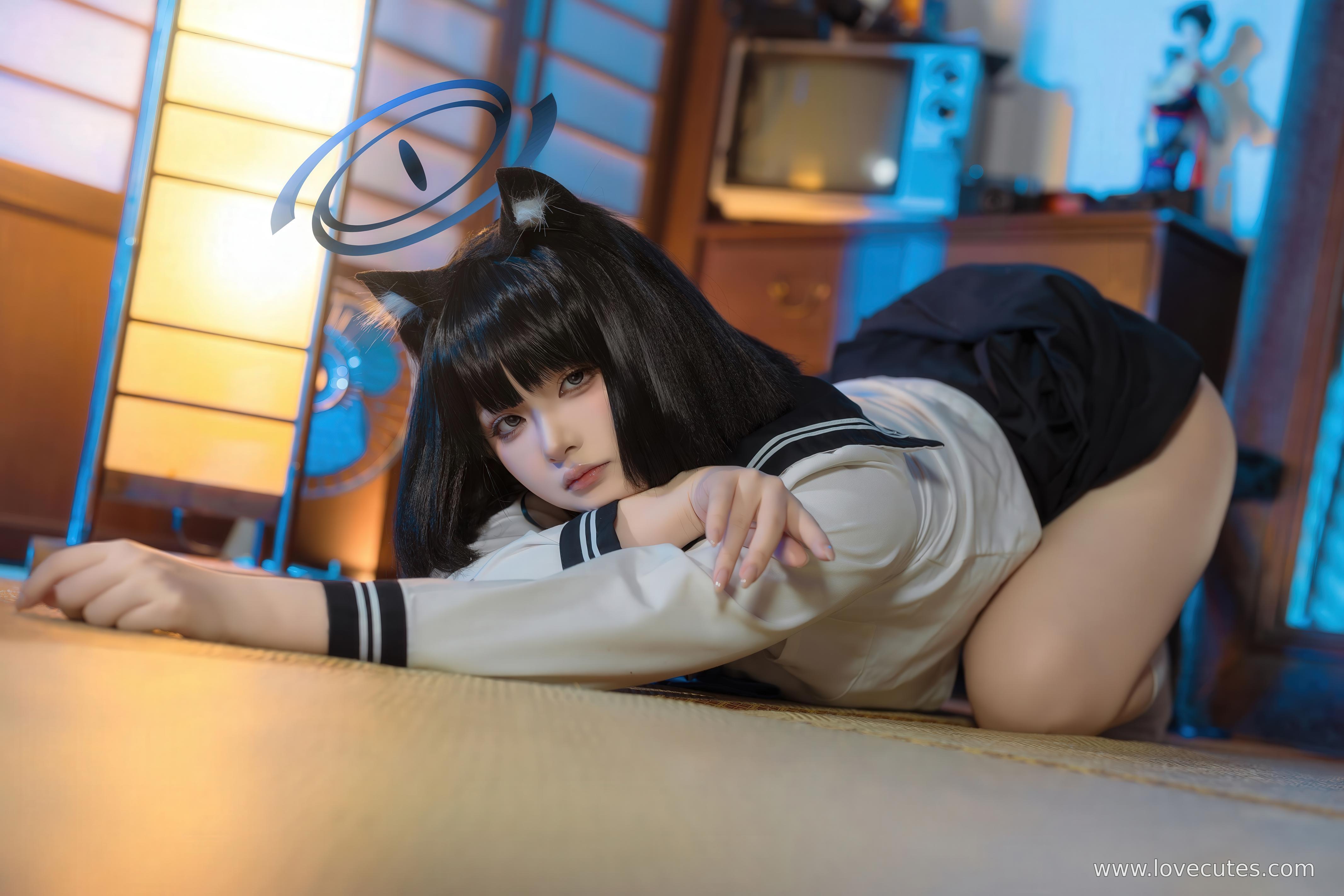 cosplay] 屿魚 - 蔚藍檔案 桐生桔梗：學院制服風格角色還原 清冷氣質與身材線條並重 53P