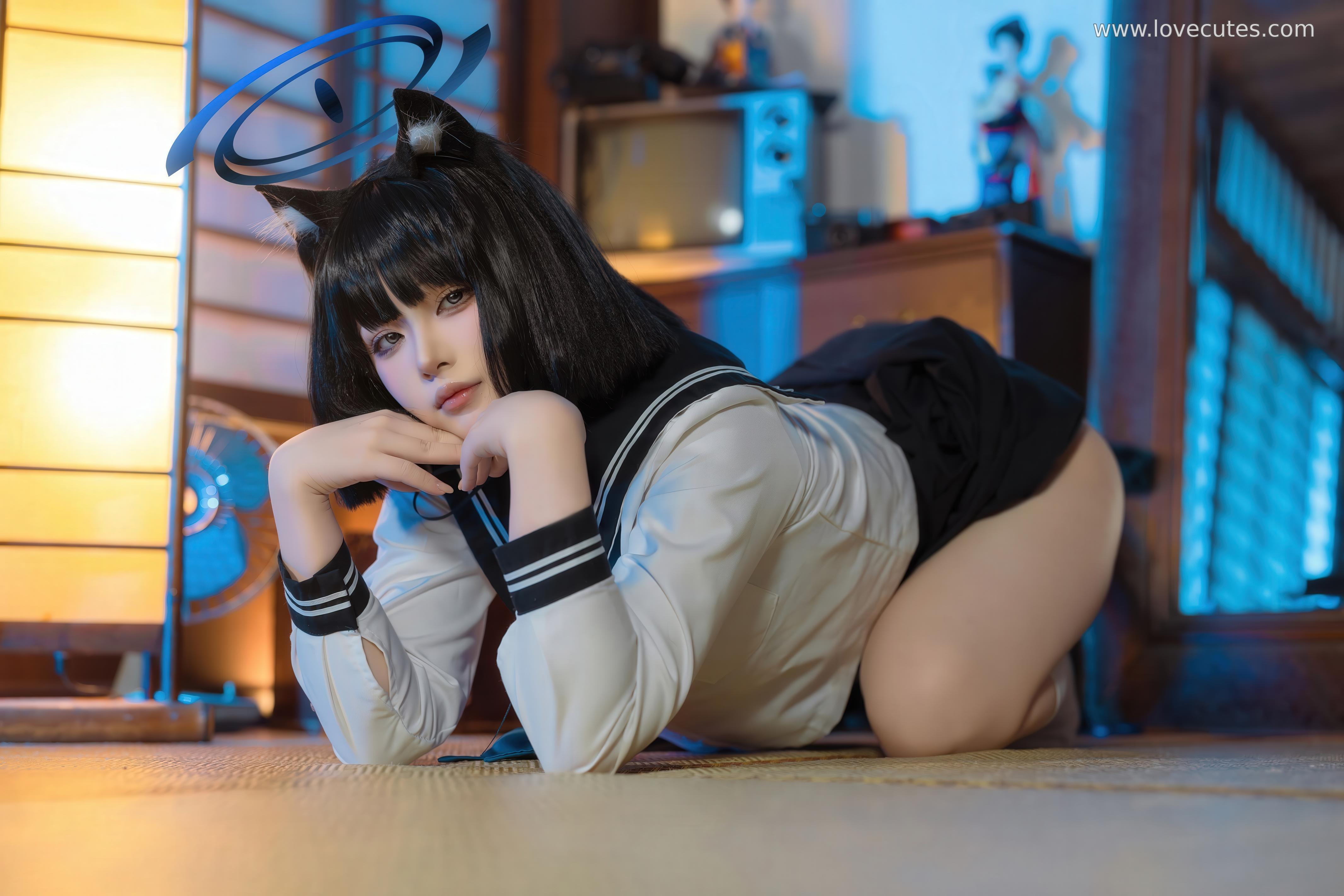 cosplay] 屿魚 - 蔚藍檔案 桐生桔梗：學院制服風格角色還原 清冷氣質與身材線條並重 53P