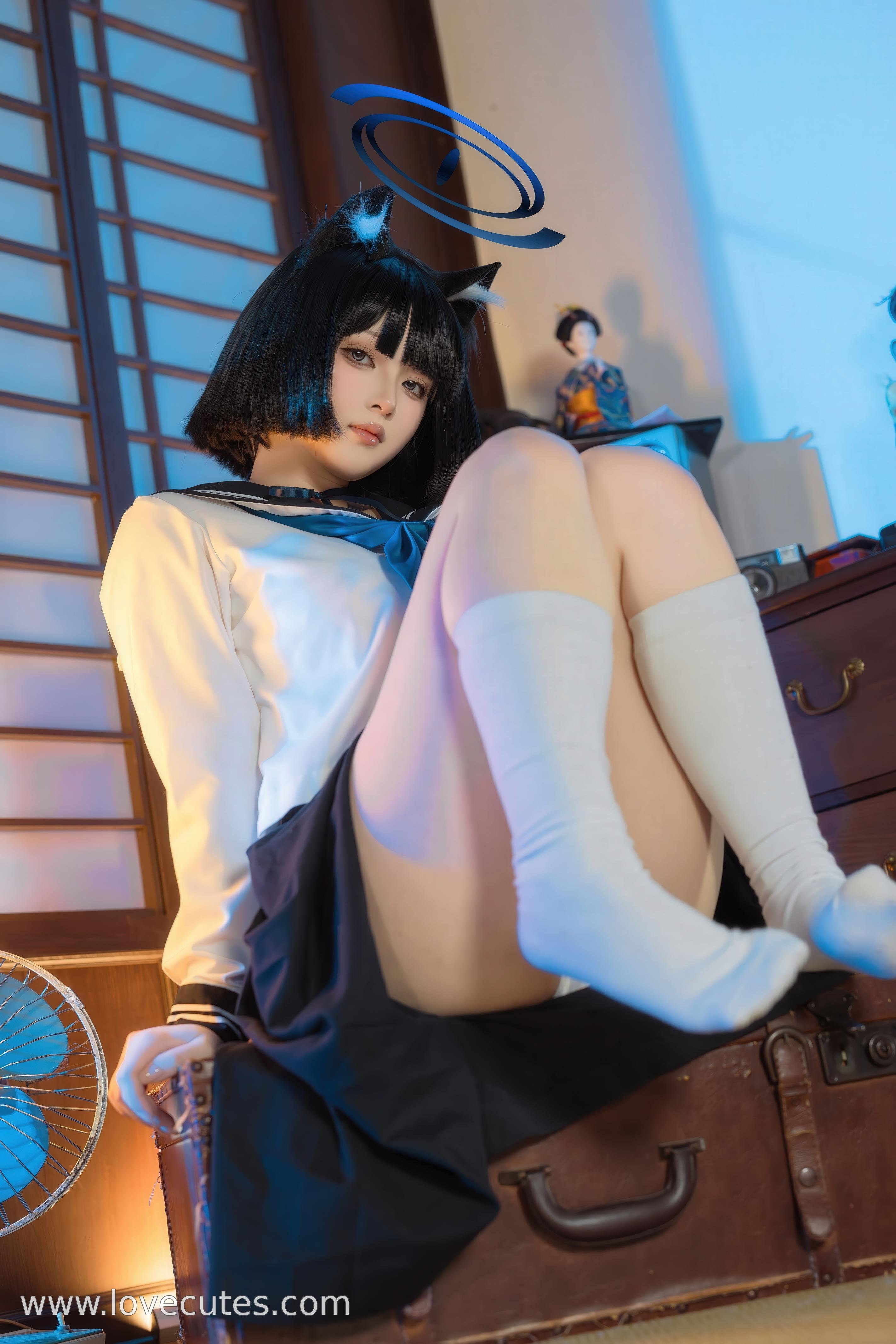 costume play] 屿鱼 - 蔚蓝档案 桐生桔梗：学院制服スタイルのキャラクター再現 清冷な気質とスタイルを両立 53P