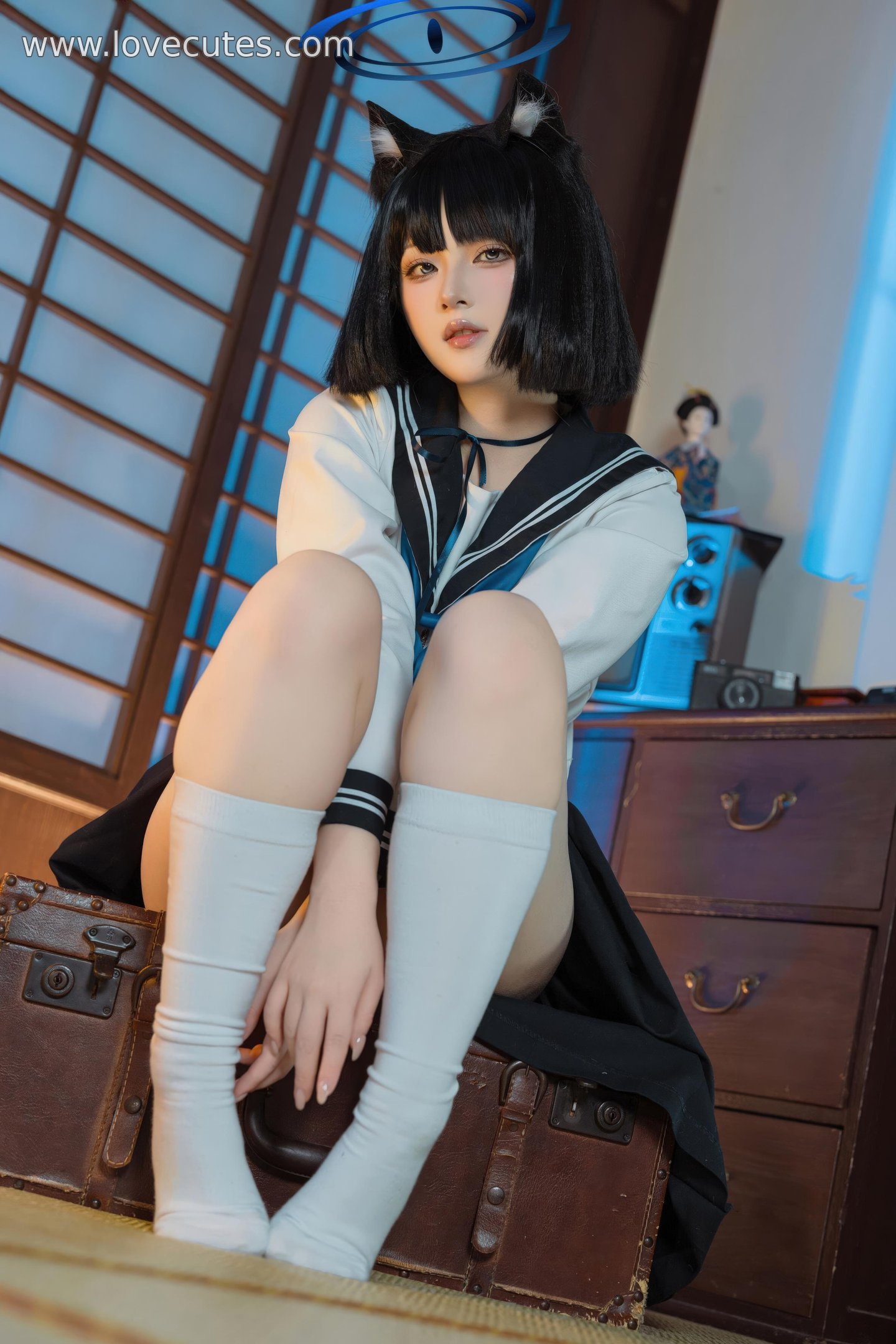 costume play] 屿鱼 - 蔚蓝档案 桐生桔梗：学院制服スタイルのキャラクター再現 清冷な気質とスタイルを両立 53P