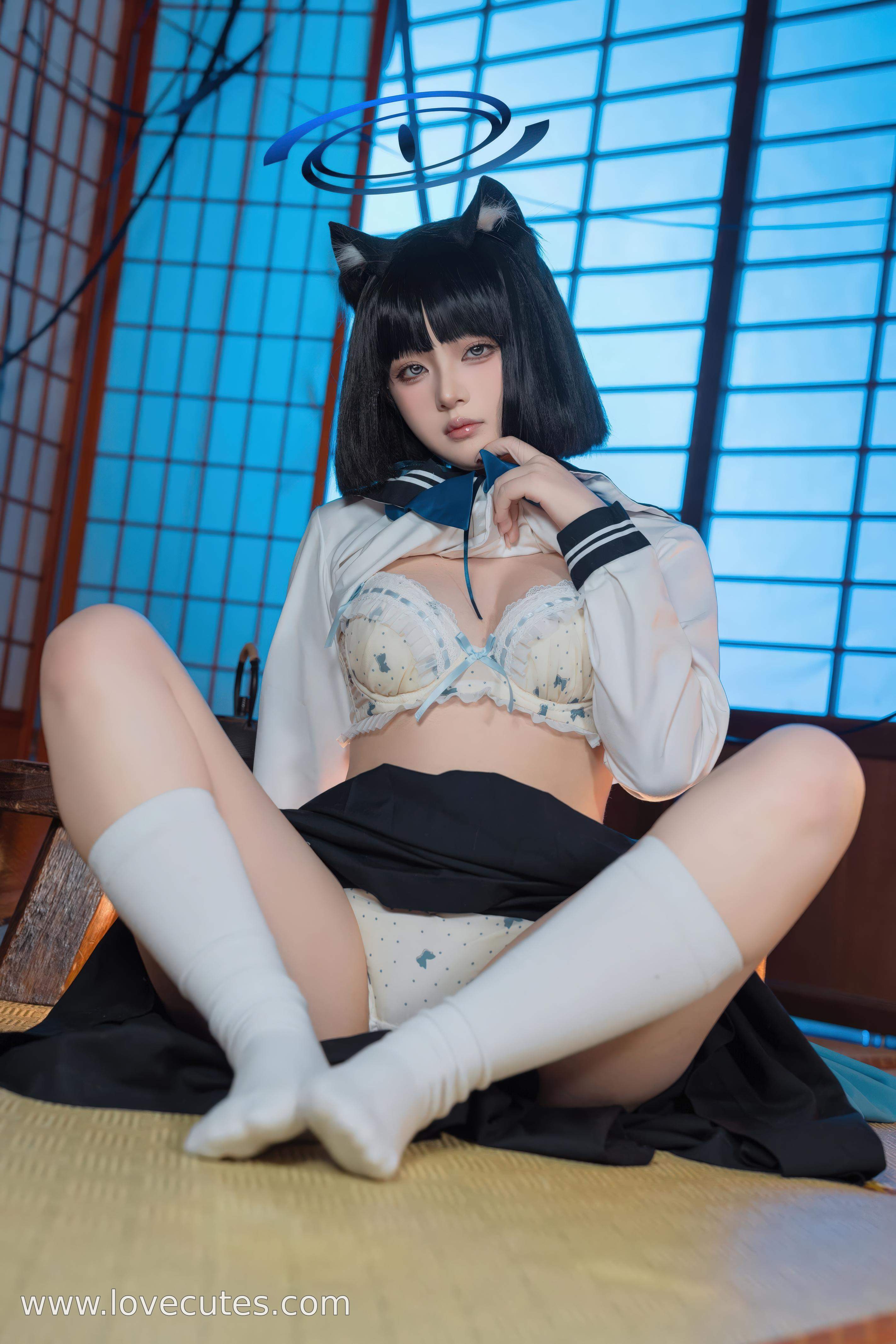 costume play] 屿鱼 - 蔚蓝档案 桐生桔梗：学院制服スタイルのキャラクター再現 清冷な気質とスタイルを両立 53P