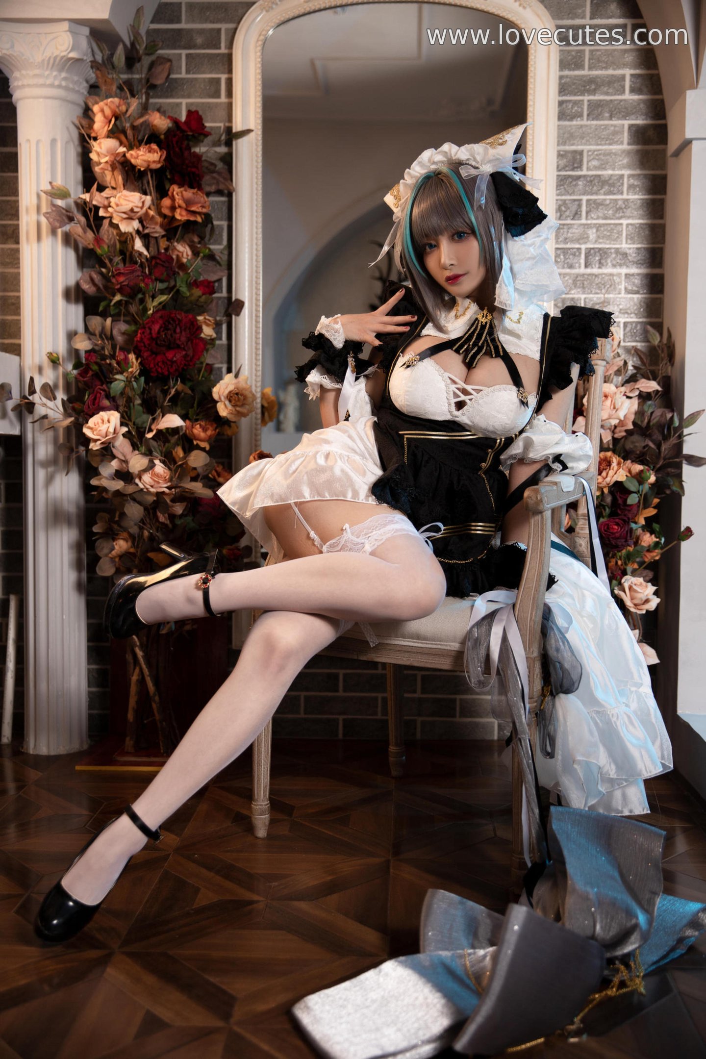 costume play] 洛璃 LoLiSAMA - コス柴郡：リアルな艦これ猫耳ビキニ、破れた衣装、白ストッキング、巨乳、ヒップ、開脚、究極の誘惑無修正 67P