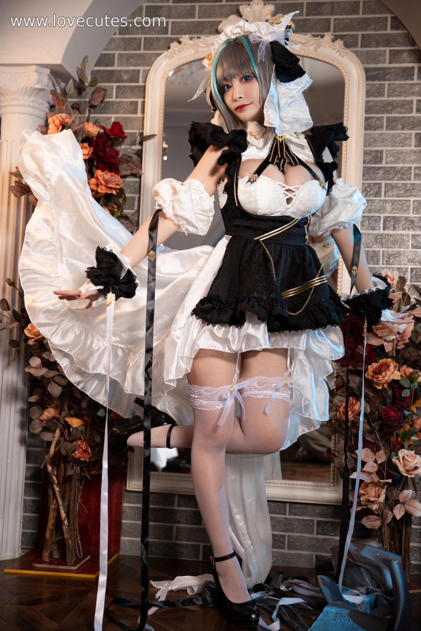 costume play] 洛璃 LoLiSAMA - コス柴郡：リアルな艦これ猫耳ビキニ、破れた衣装、白ストッキング、巨乳、ヒップ、開脚、究極の誘惑無修正 67P