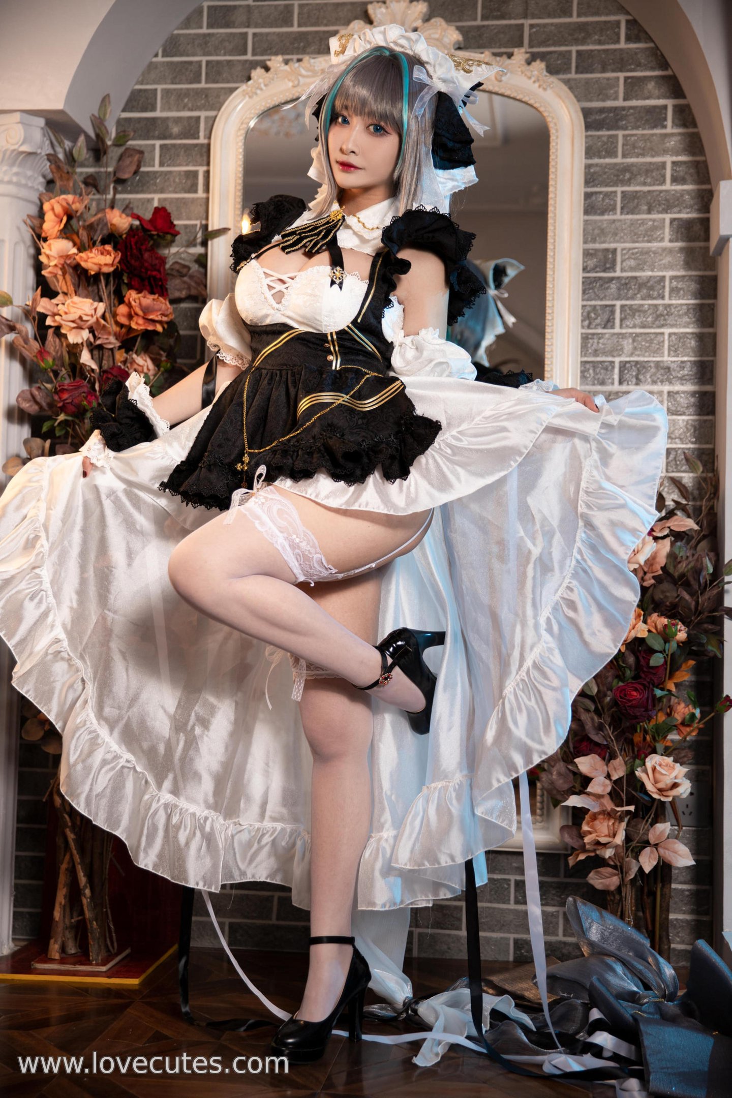 costume play] 洛璃 LoLiSAMA - コス柴郡：リアルな艦これ猫耳ビキニ、破れた衣装、白ストッキング、巨乳、ヒップ、開脚、究極の誘惑無修正 67P