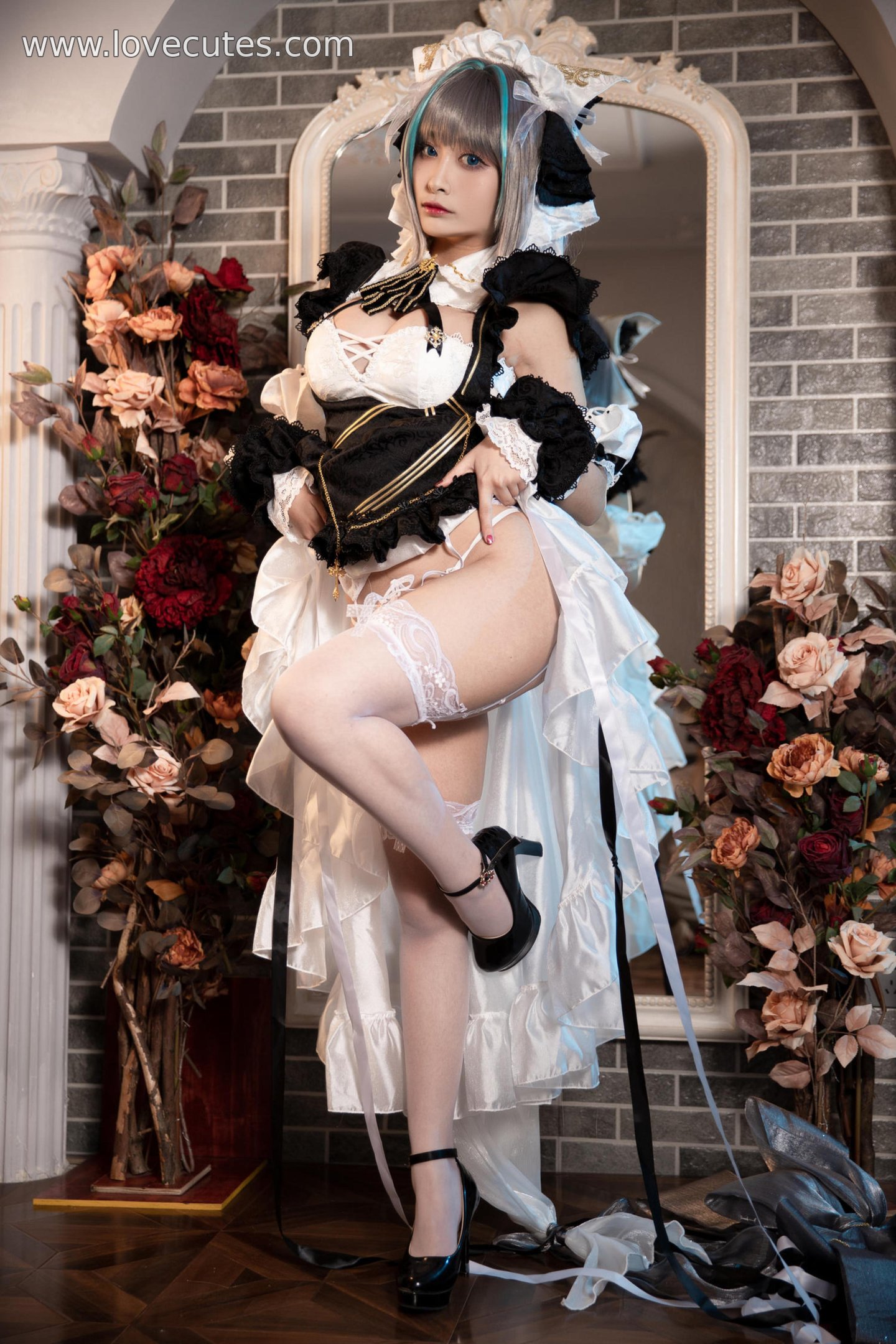 costume play] 洛璃 LoLiSAMA - コス柴郡：リアルな艦これ猫耳ビキニ、破れた衣装、白ストッキング、巨乳、ヒップ、開脚、究極の誘惑無修正 67P
