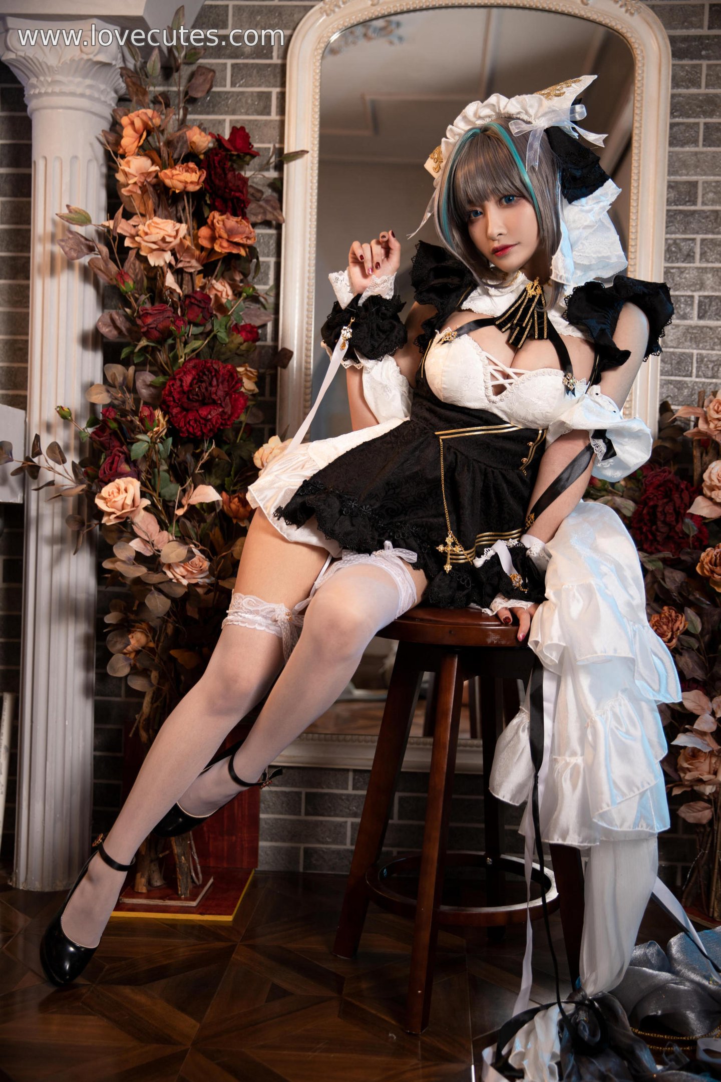 costume play] 洛璃 LoLiSAMA - コス柴郡：リアルな艦これ猫耳ビキニ、破れた衣装、白ストッキング、巨乳、ヒップ、開脚、究極の誘惑無修正 67P