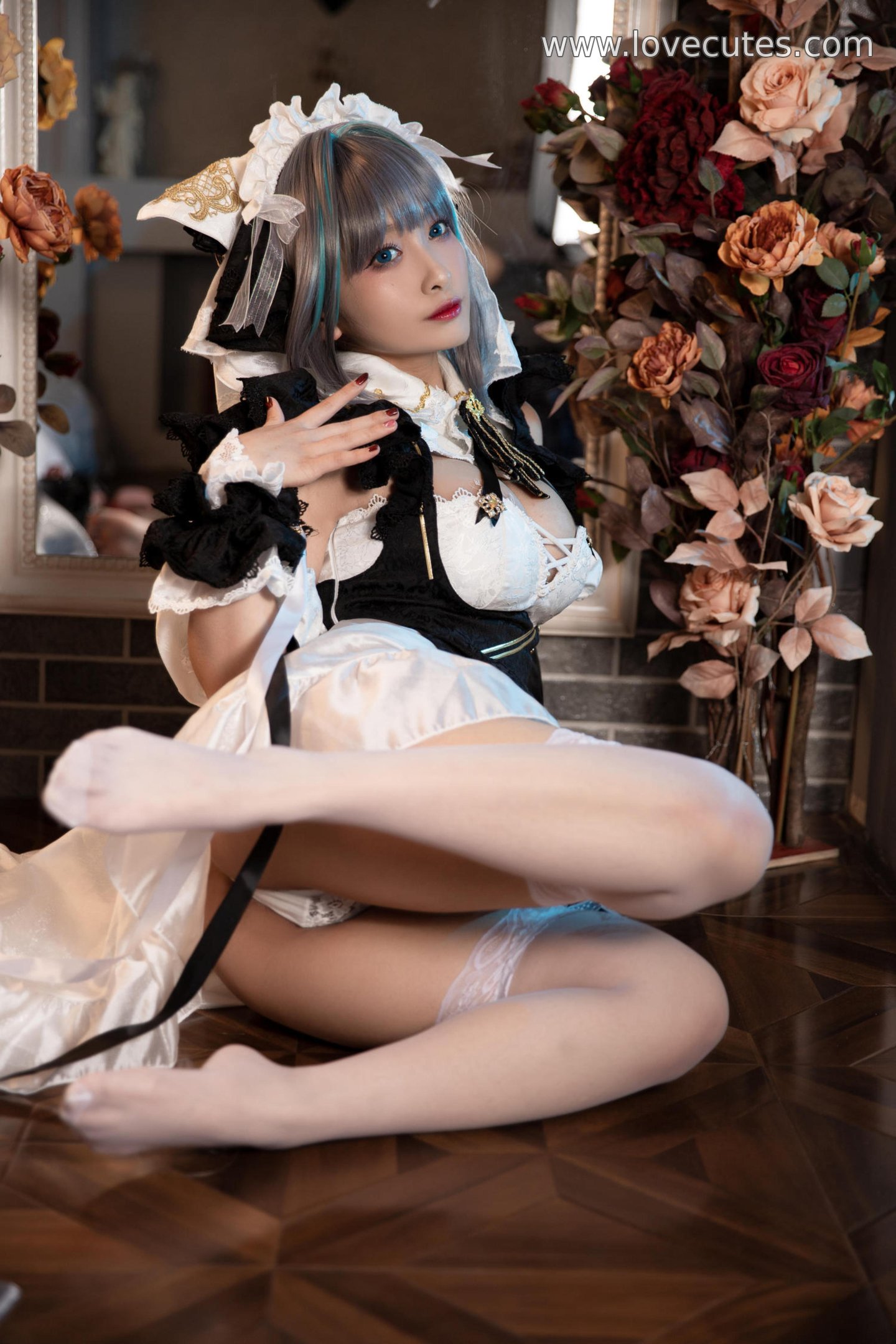 '[cosplay] 洛璃 LoLiSAMA - cos Chai Quận: Thực Tế Bích Lam Hàng Tuyến Mèo Nữ Tai Thú, Trang Phục Rách, Tất Trắng, Ngực Khủng, Mông Đẹp, Kích Thích Tột Độ 67P'