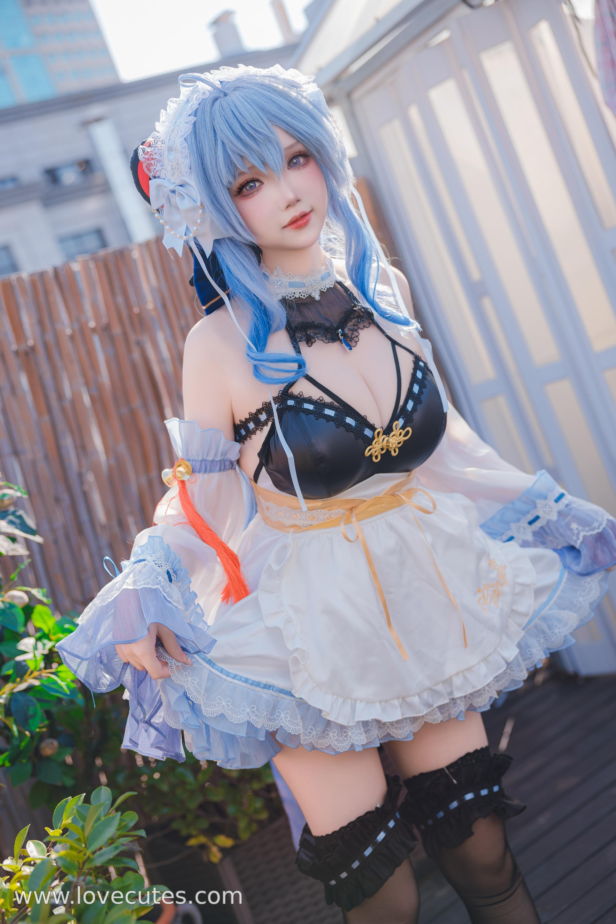 costume play] 雪晴Astra - 甘雨メイド：黒ストッキングのメイドスタイル、優しさとセクシーさの共存 31P1V
