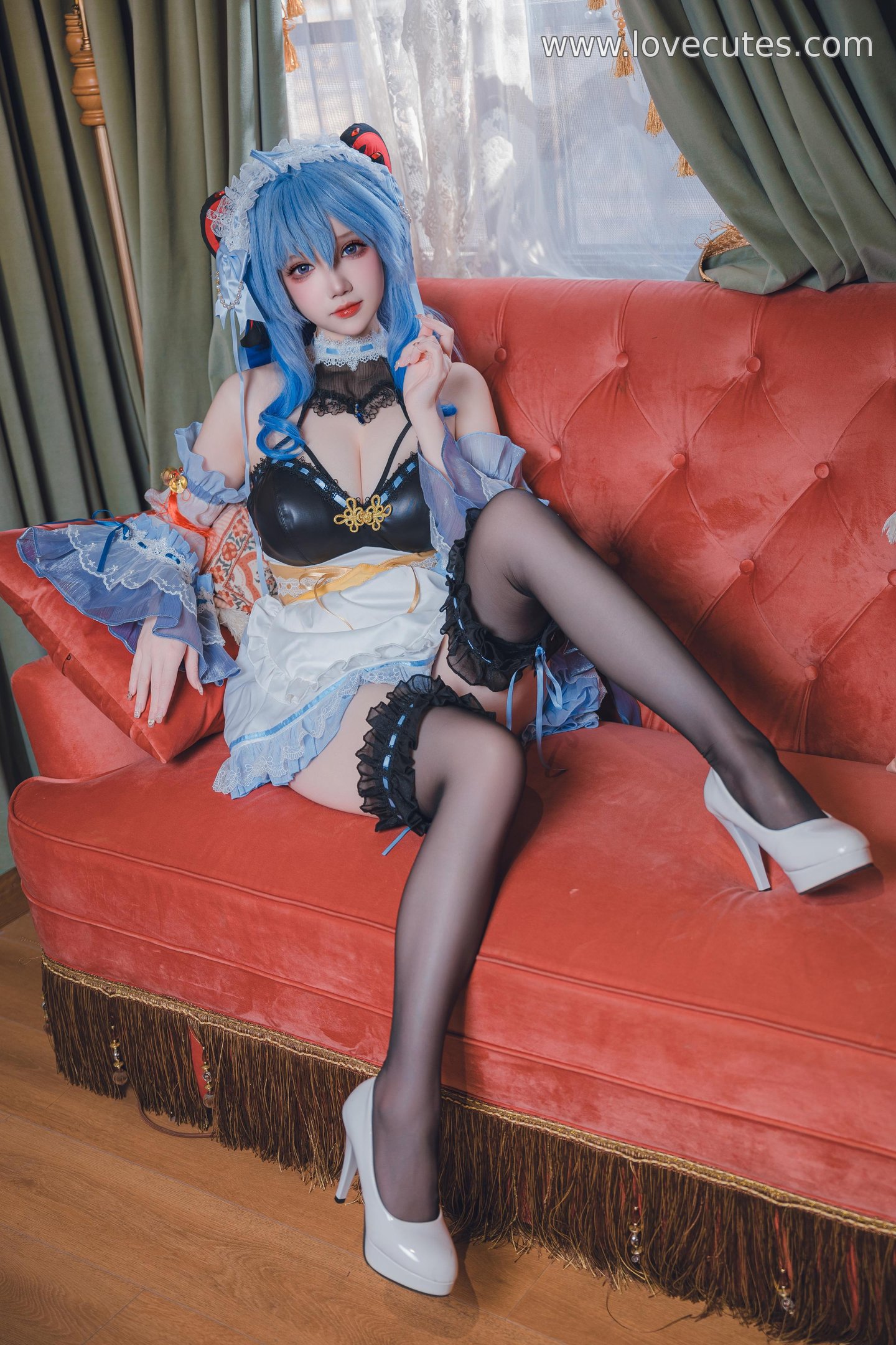 costume play] 雪晴Astra - 甘雨メイド：黒ストッキングのメイドスタイル、優しさとセクシーさの共存 31P1V
