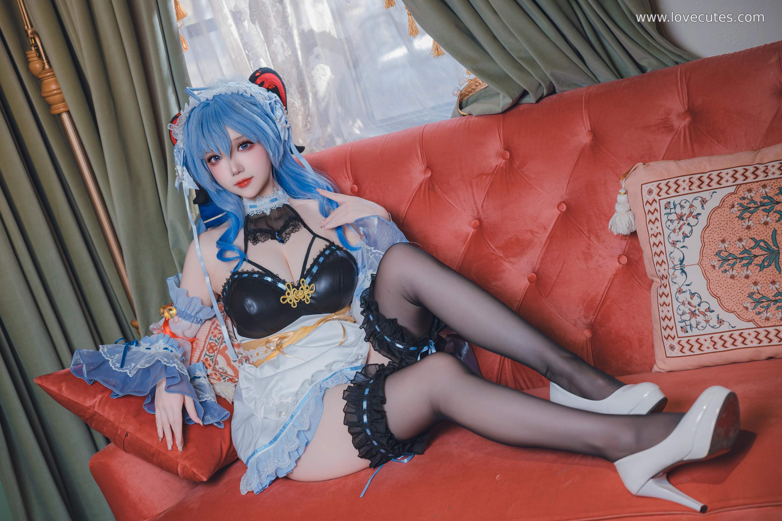 costume play] 雪晴Astra - 甘雨メイド：黒ストッキングのメイドスタイル、優しさとセクシーさの共存 31P1V