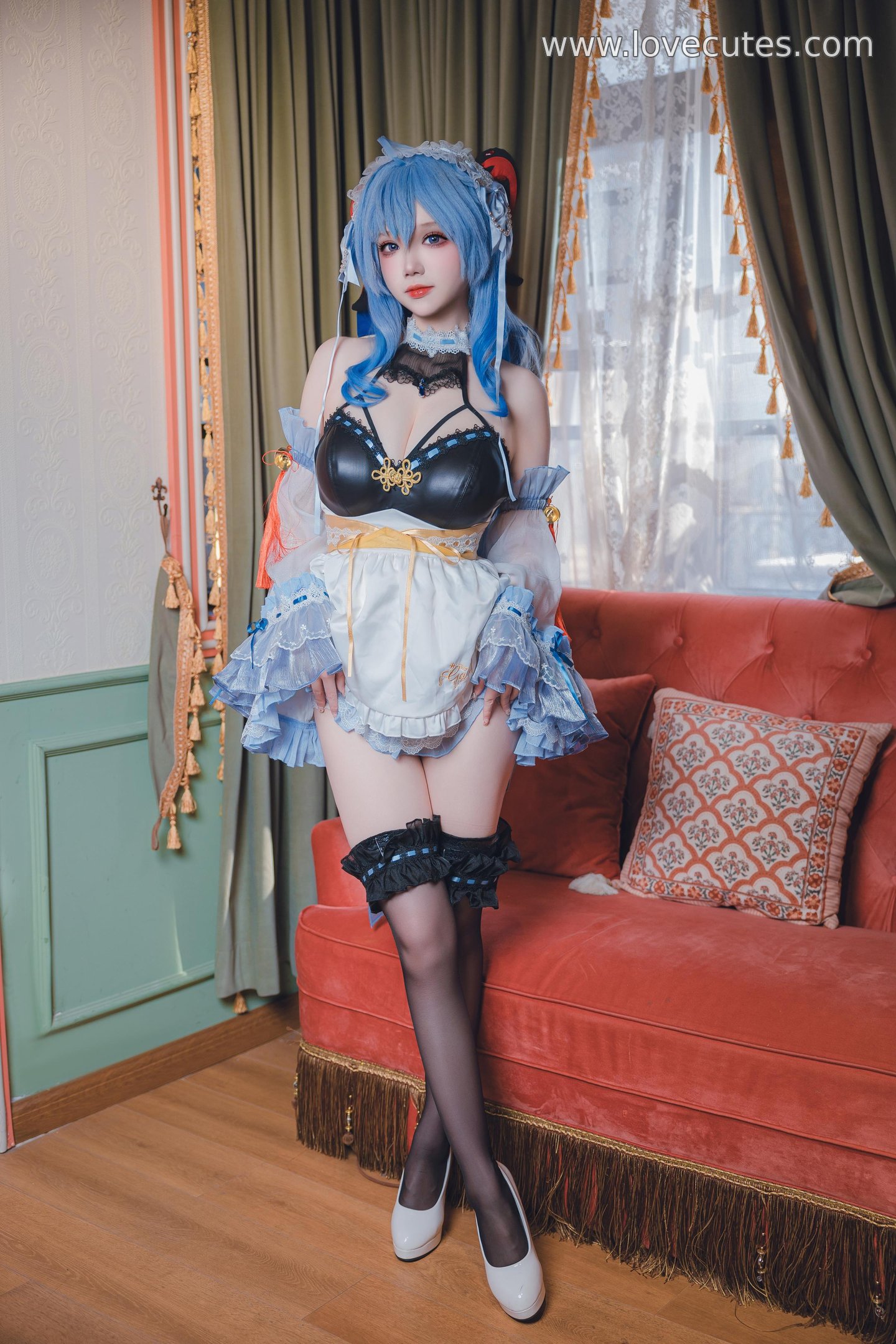 costume play] 雪晴Astra - 甘雨メイド：黒ストッキングのメイドスタイル、優しさとセクシーさの共存 31P1V