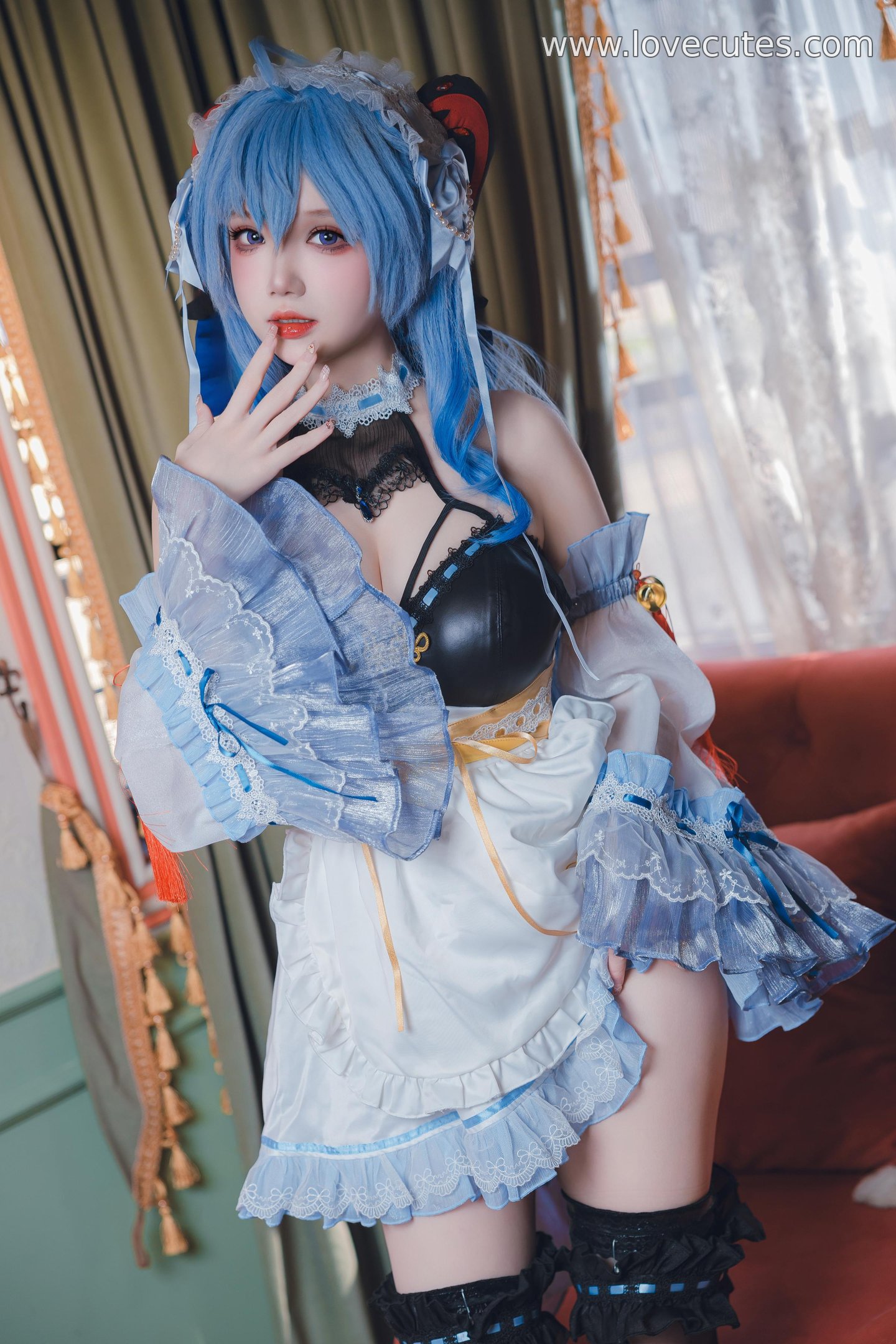 costume play] 雪晴Astra - 甘雨メイド：黒ストッキングのメイドスタイル、優しさとセクシーさの共存 31P1V