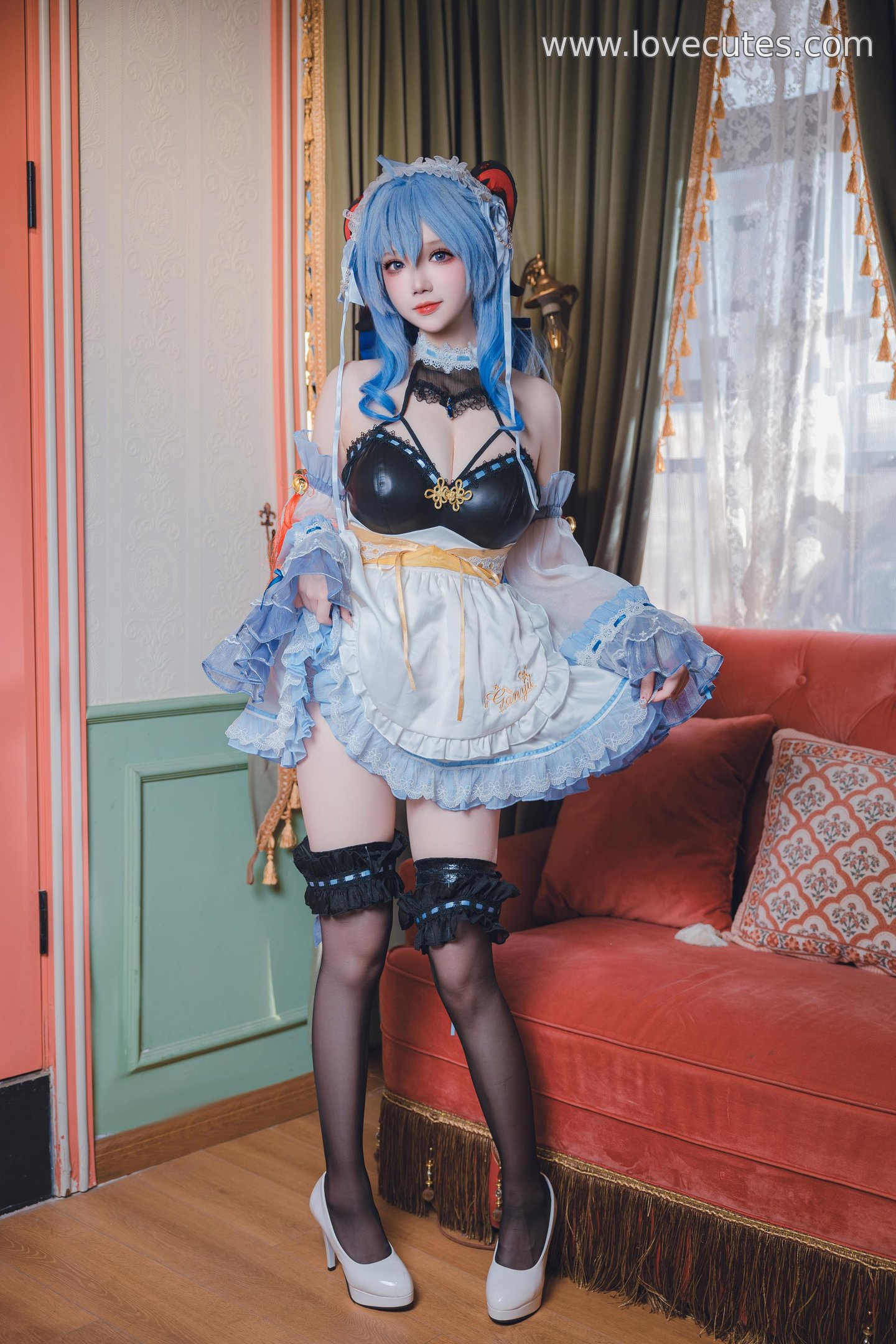cosplay] 雪晴Astra - 甘雨女僕：黑絲女僕造型的角色還原，溫柔與性感並存的私房風格 31P1V