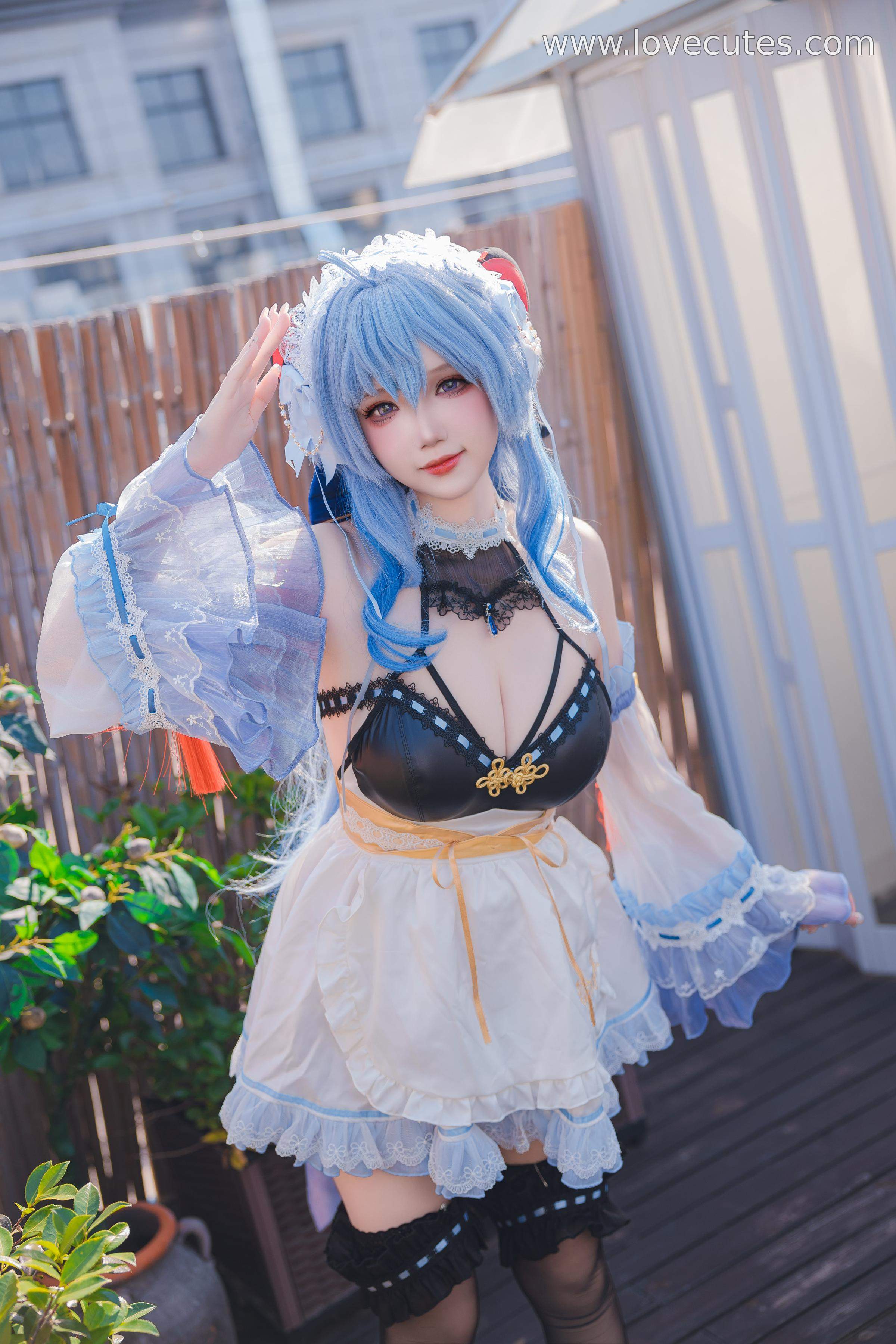 cosplay] 雪晴Astra - 甘雨女僕：黑絲女僕造型的角色還原，溫柔與性感並存的私房風格 31P1V