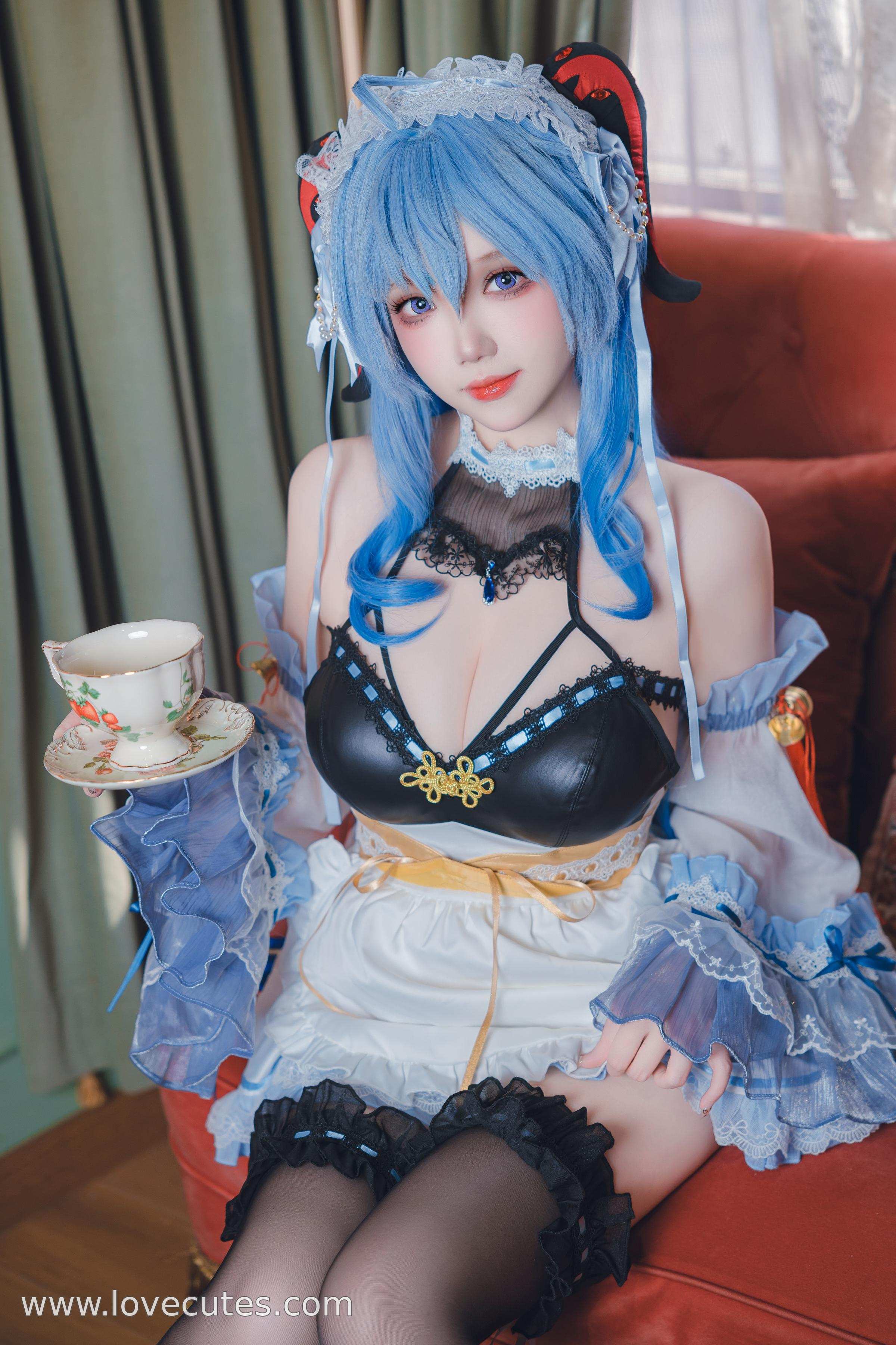 cosplay] 雪晴Astra - 甘雨女僕：黑絲女僕造型的角色還原，溫柔與性感並存的私房風格 31P1V