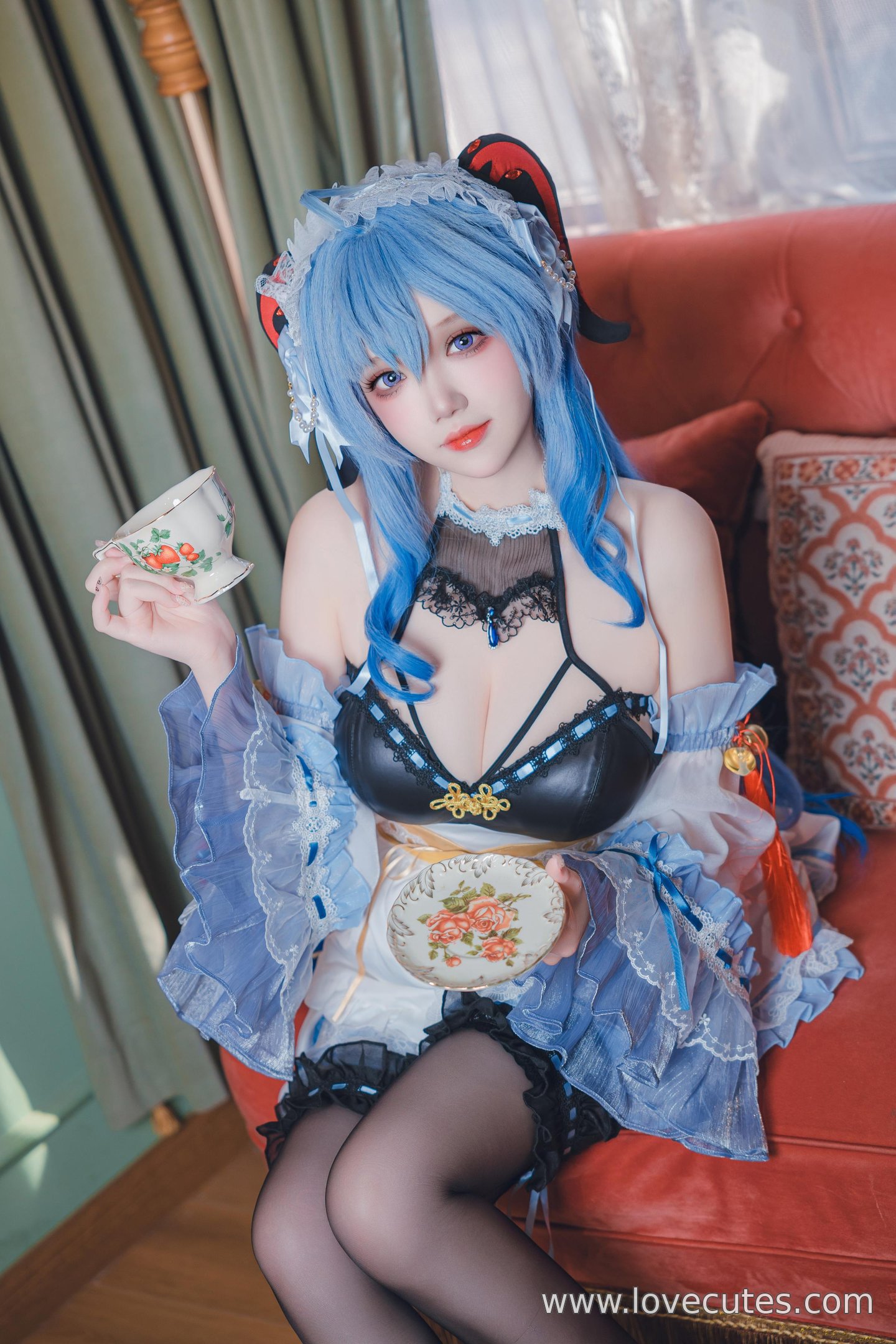 cosplay] 雪晴Astra - 甘雨女僕：黑絲女僕造型的角色還原，溫柔與性感並存的私房風格 31P1V