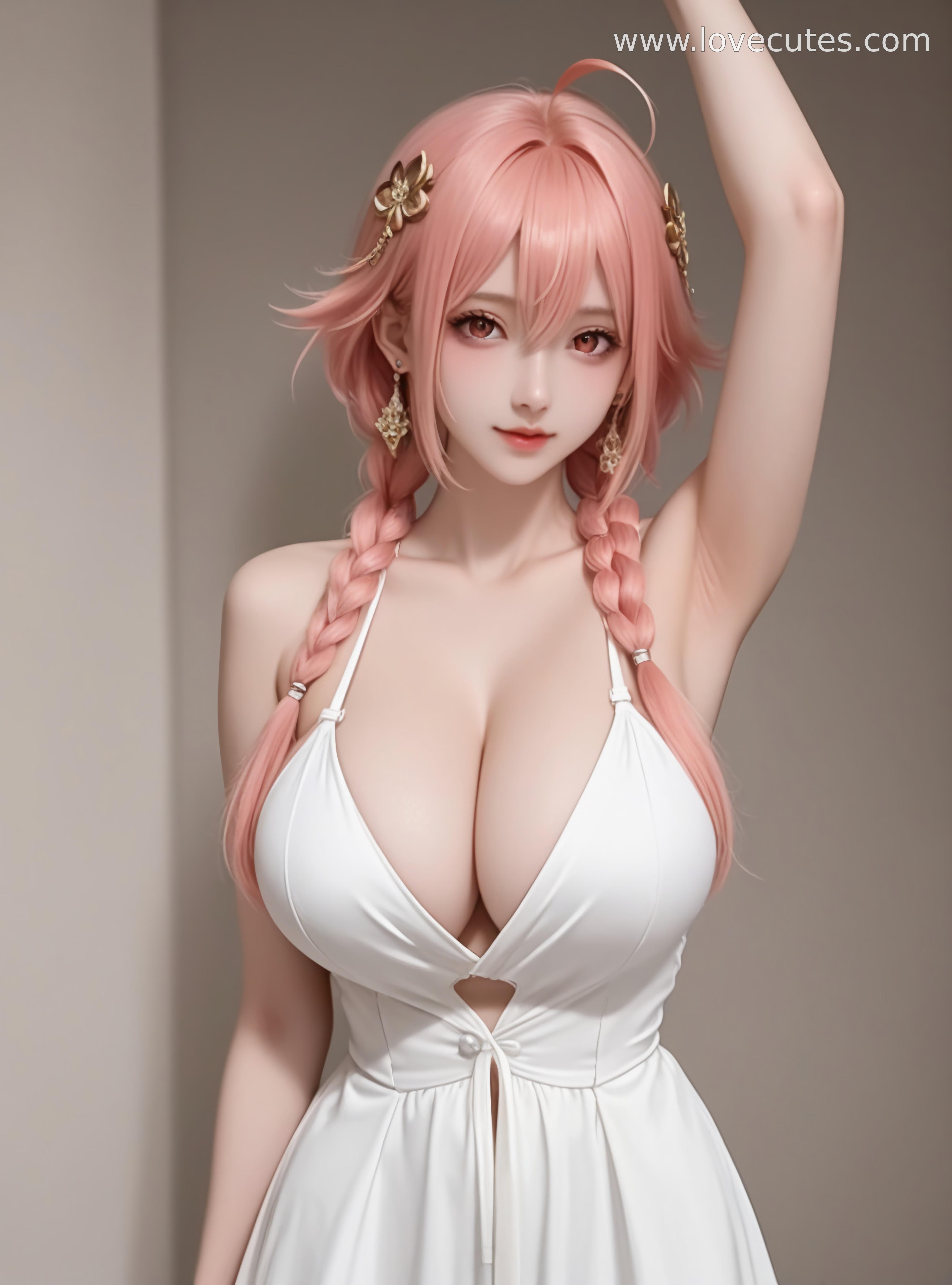 AI Generated Anime Girl - 长离：鸣潮白虎美人 撩人姿势下挑逗眼神展现极致诱惑 85P
