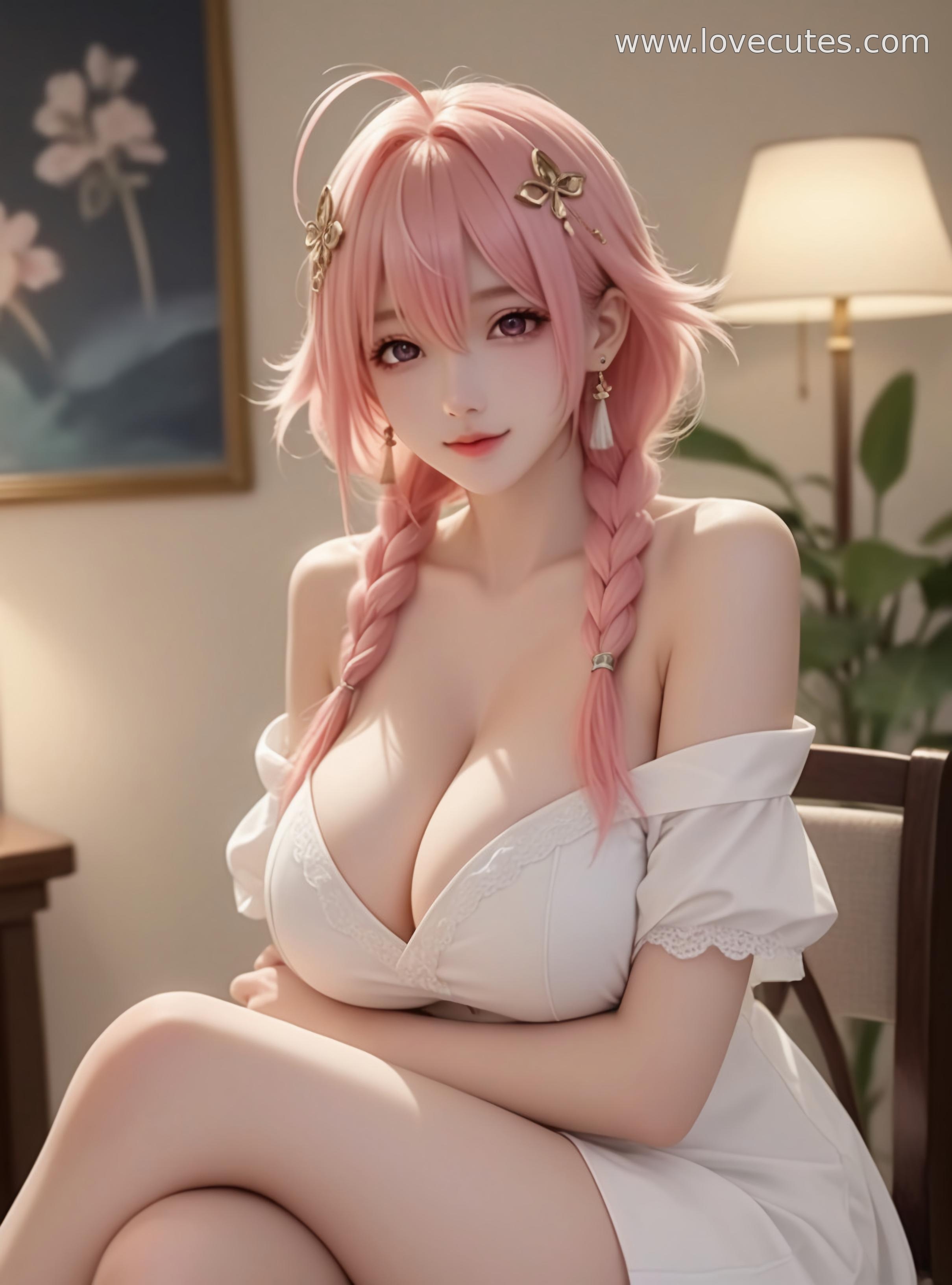 AI Generated Anime Girl - 长离：鸣潮白虎美人 撩人姿势下挑逗眼神展现极致诱惑 85P