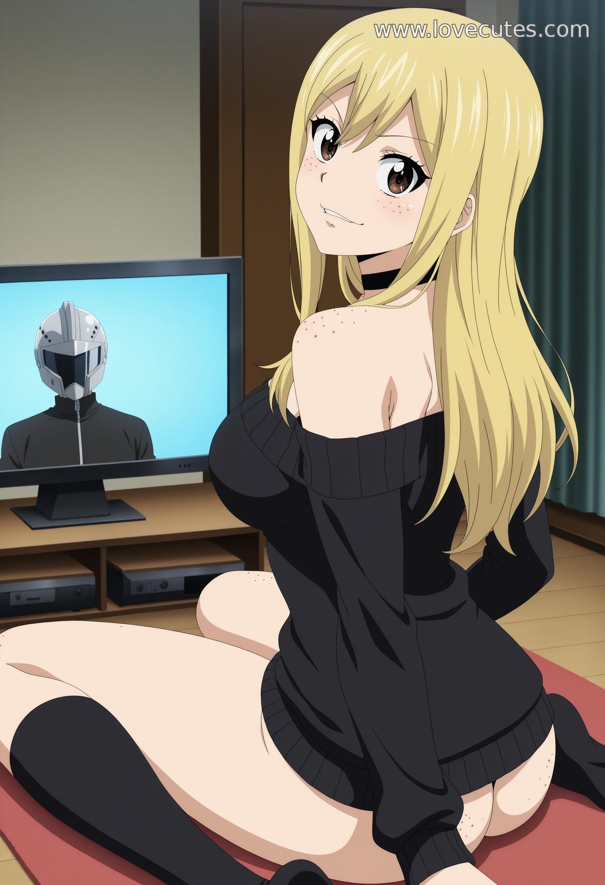 Cô Gái Anime Tạo Ra Bằng AI - 露西：妖精的尾巴 Đường Cong Gợi Cảm Trong Bộ Trang Phục Ôm Sát 74P