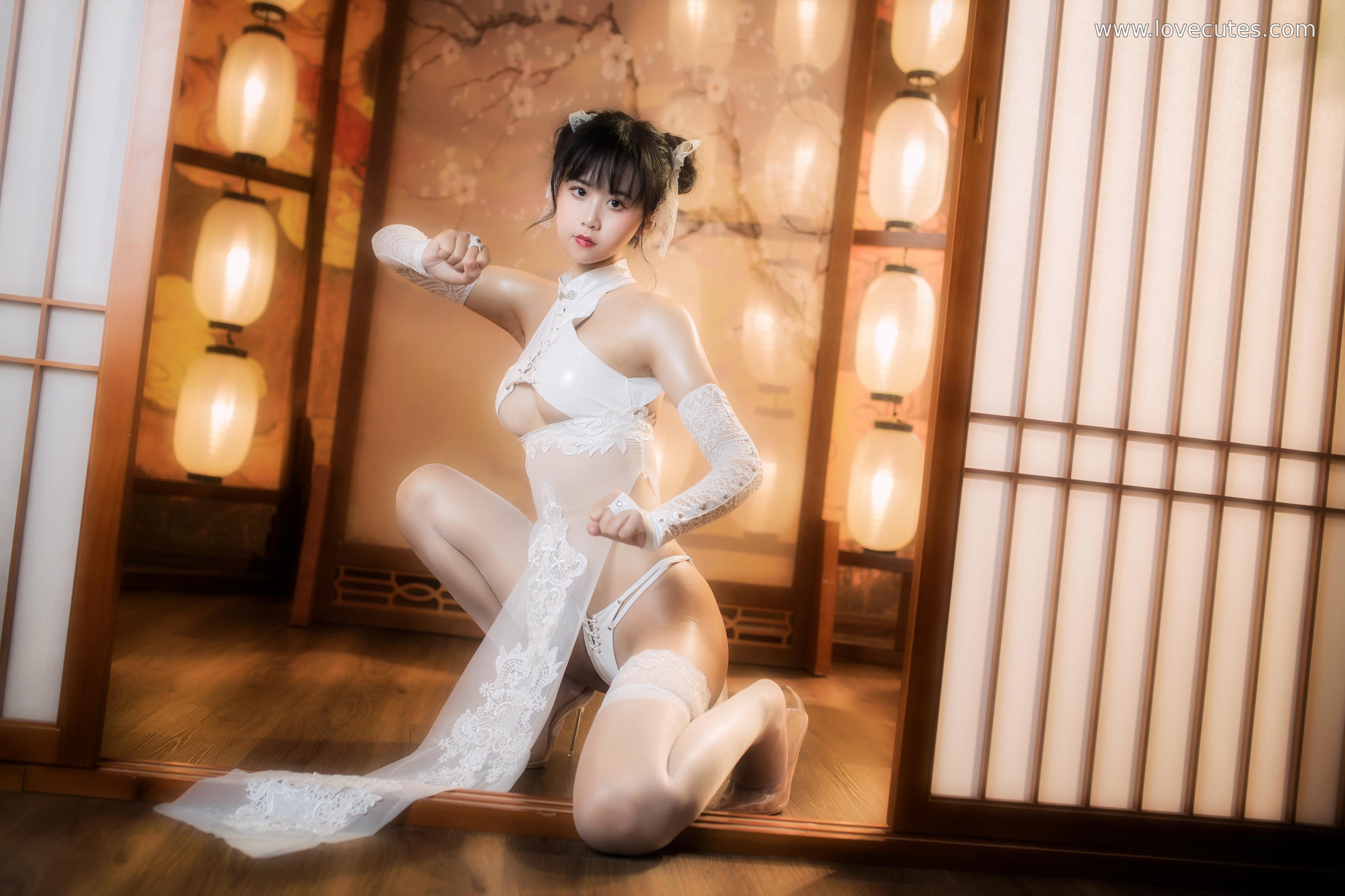 Cosplay] Mengyao0 - Miyan: An Original Look of High Heels and Lace Stockings, Cold and Sexy Expression in a Smoky Atmosphere 30P