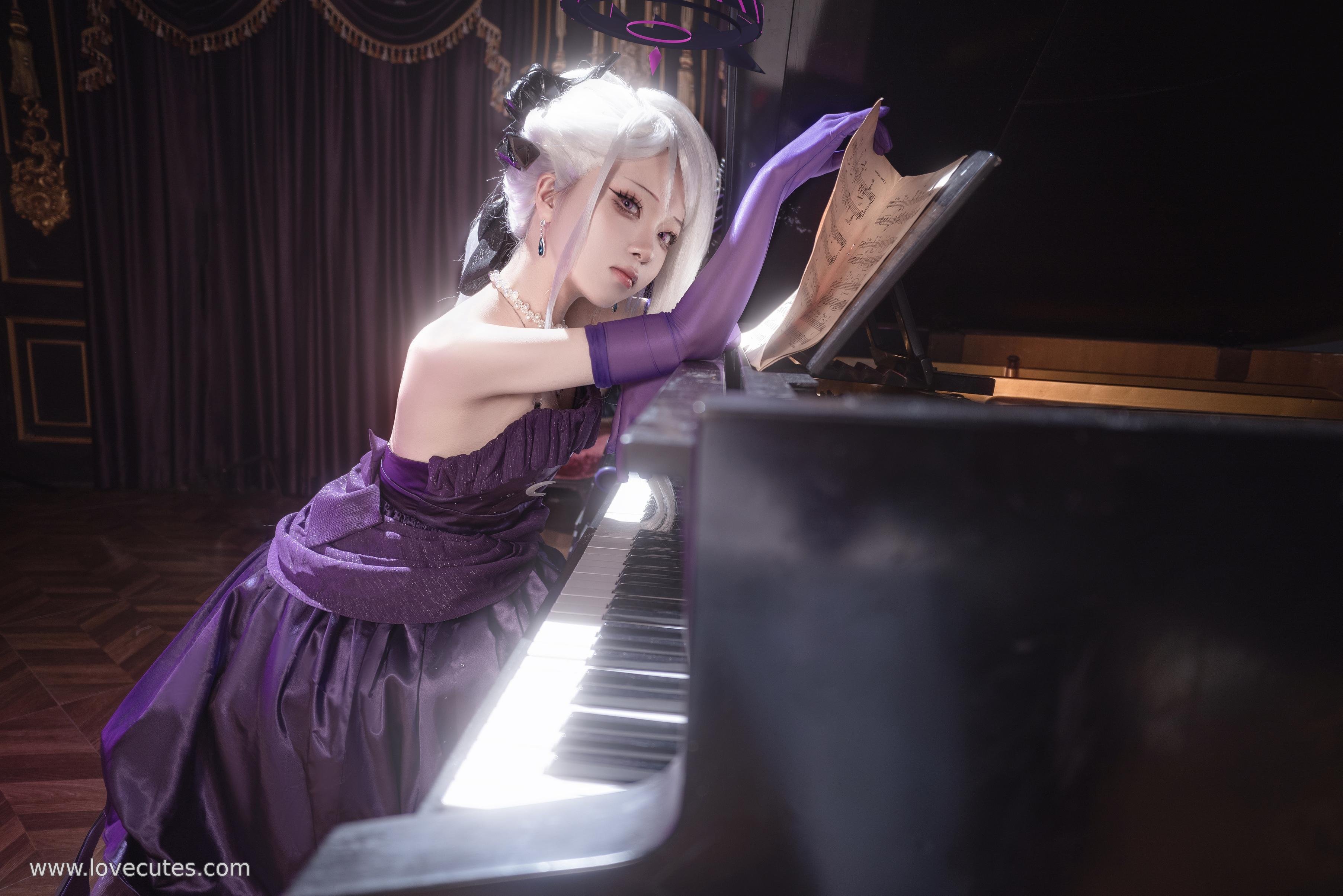 【コスプレ】矢量魚 - 蔚蓝档案・空崎日奈のドレス：ゲームキャラクター空崎日奈のスタイル再現 ドレスバージョンで冷静な気質とキャラクターの表情を表現 34P