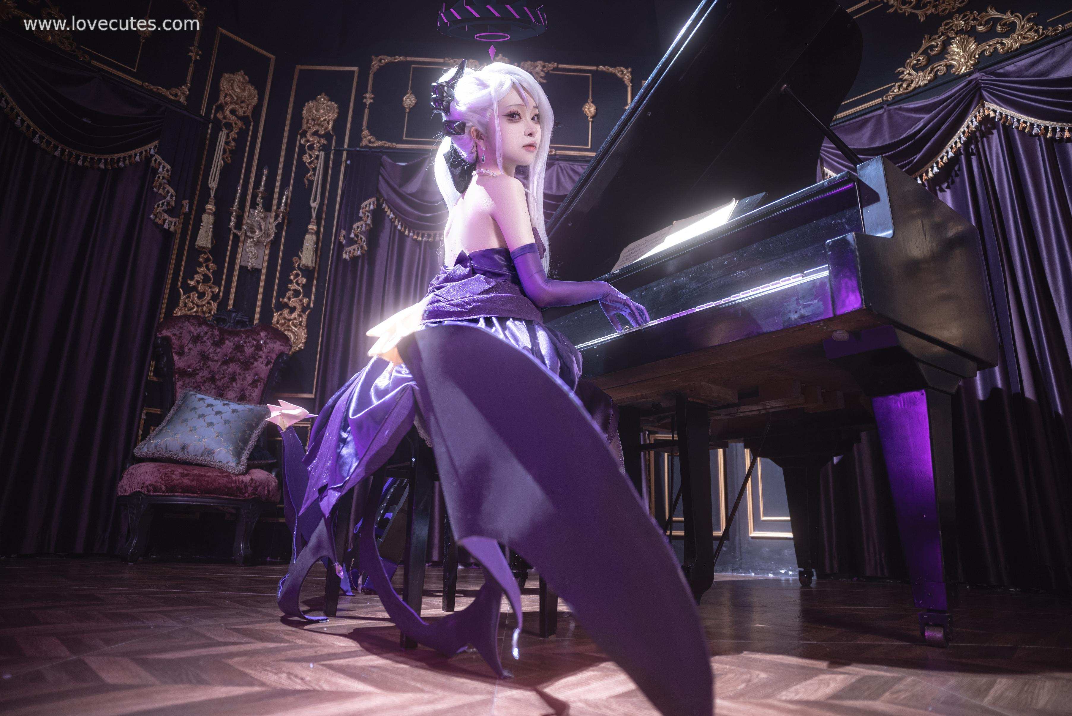 【コスプレ】矢量魚 - 蔚蓝档案・空崎日奈のドレス：ゲームキャラクター空崎日奈のスタイル再現 ドレスバージョンで冷静な気質とキャラクターの表情を表現 34P