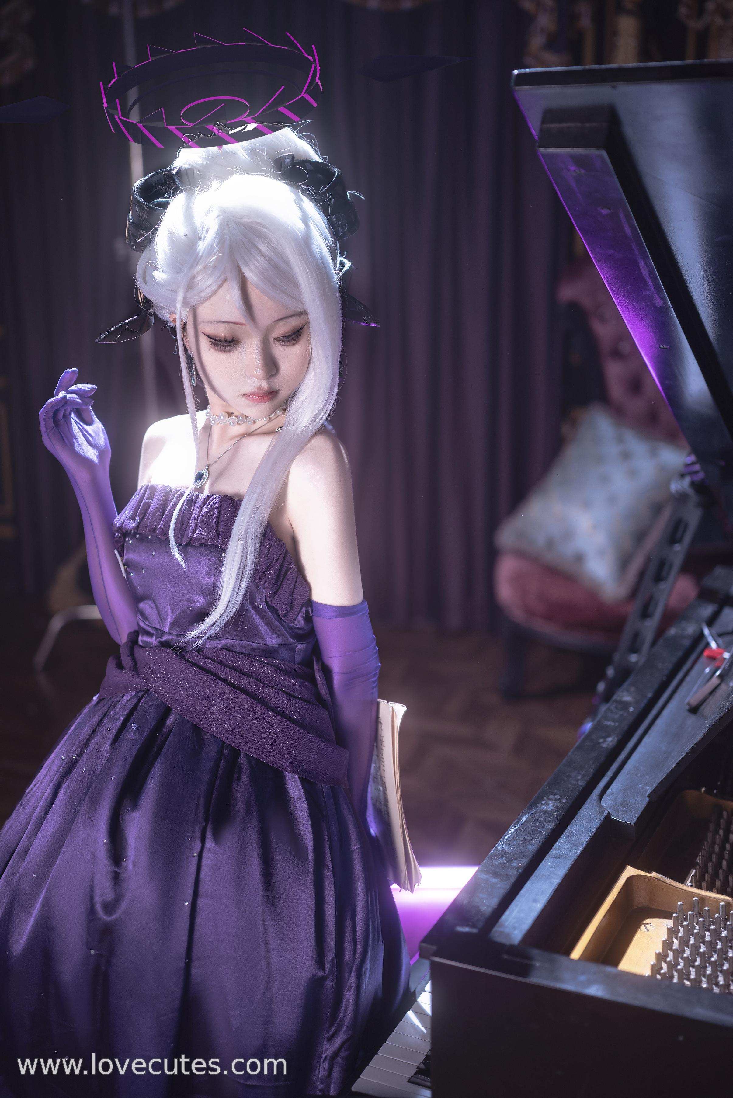 【コスプレ】矢量魚 - 蔚蓝档案・空崎日奈のドレス：ゲームキャラクター空崎日奈のスタイル再現 ドレスバージョンで冷静な気質とキャラクターの表情を表現 34P