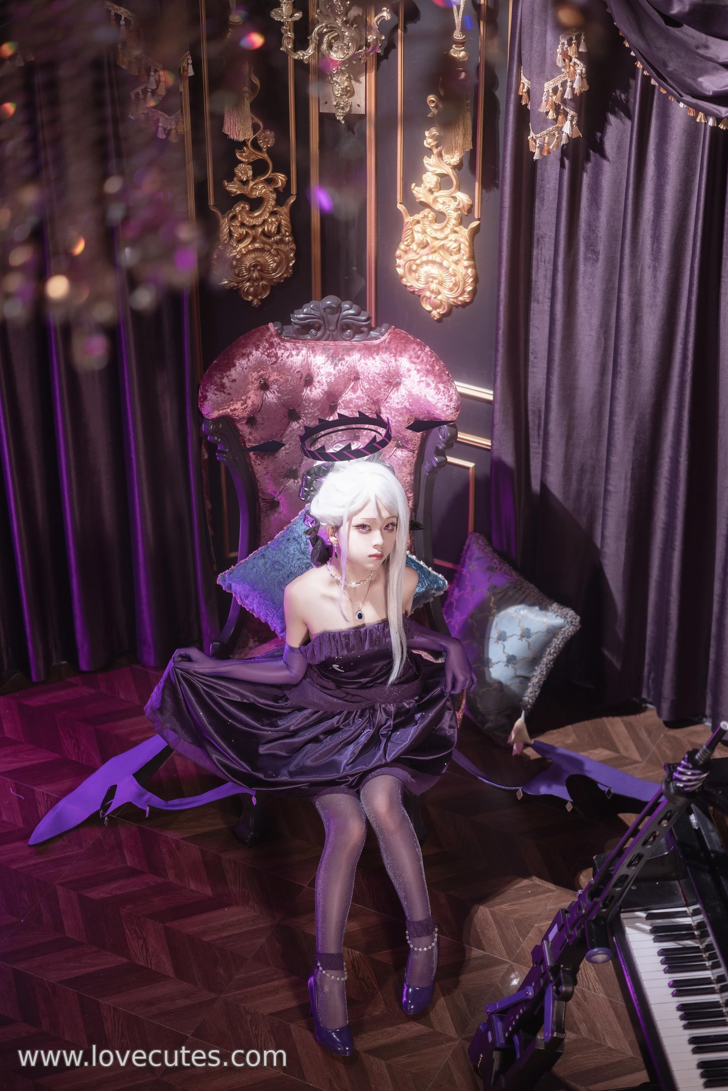 【コスプレ】矢量魚 - 蔚蓝档案・空崎日奈のドレス：ゲームキャラクター空崎日奈のスタイル再現 ドレスバージョンで冷静な気質とキャラクターの表情を表現 34P