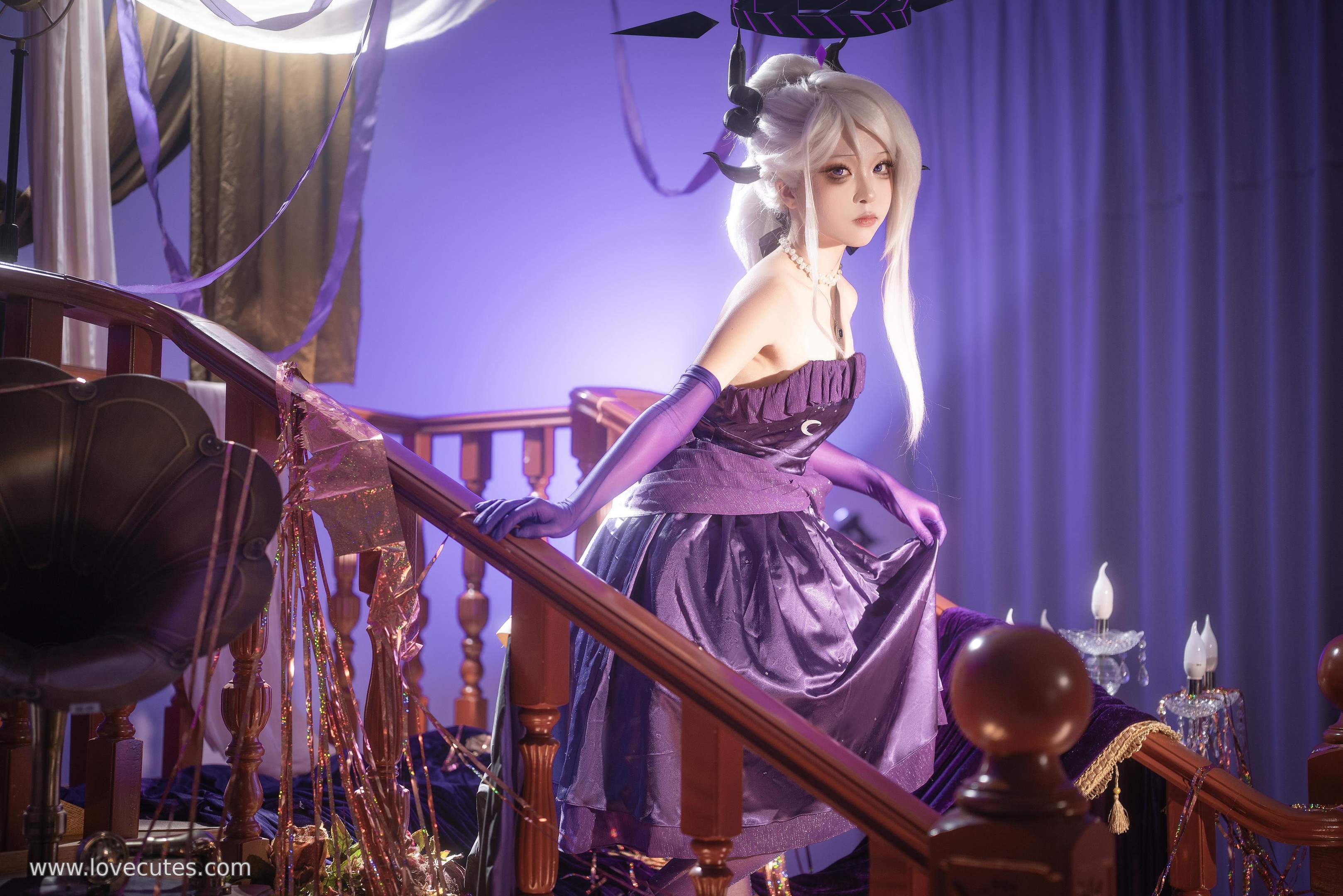 【コスプレ】矢量魚 - 蔚蓝档案・空崎日奈のドレス：ゲームキャラクター空崎日奈のスタイル再現 ドレスバージョンで冷静な気質とキャラクターの表情を表現 34P