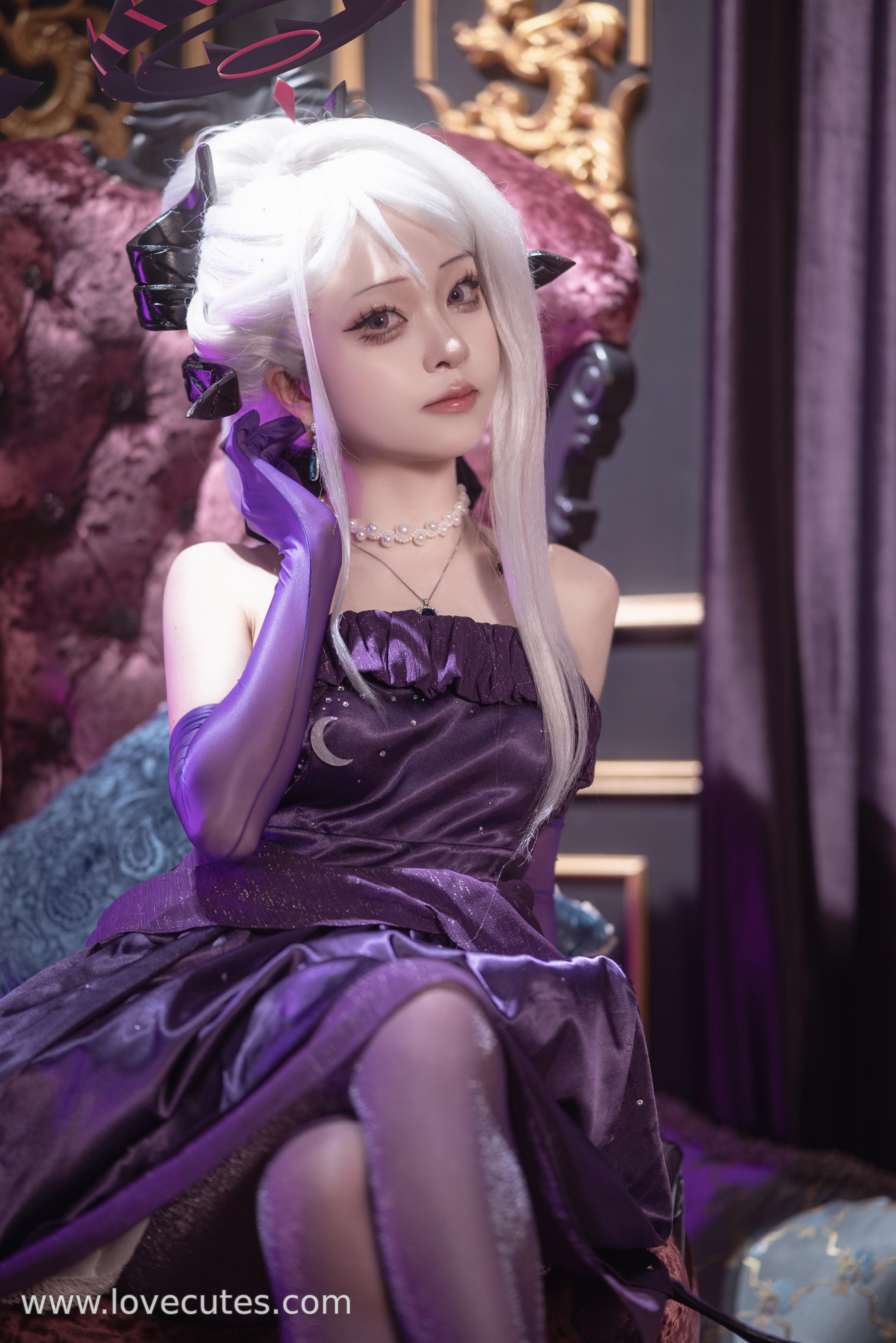 【コスプレ】矢量魚 - 蔚蓝档案・空崎日奈のドレス：ゲームキャラクター空崎日奈のスタイル再現 ドレスバージョンで冷静な気質とキャラクターの表情を表現 34P
