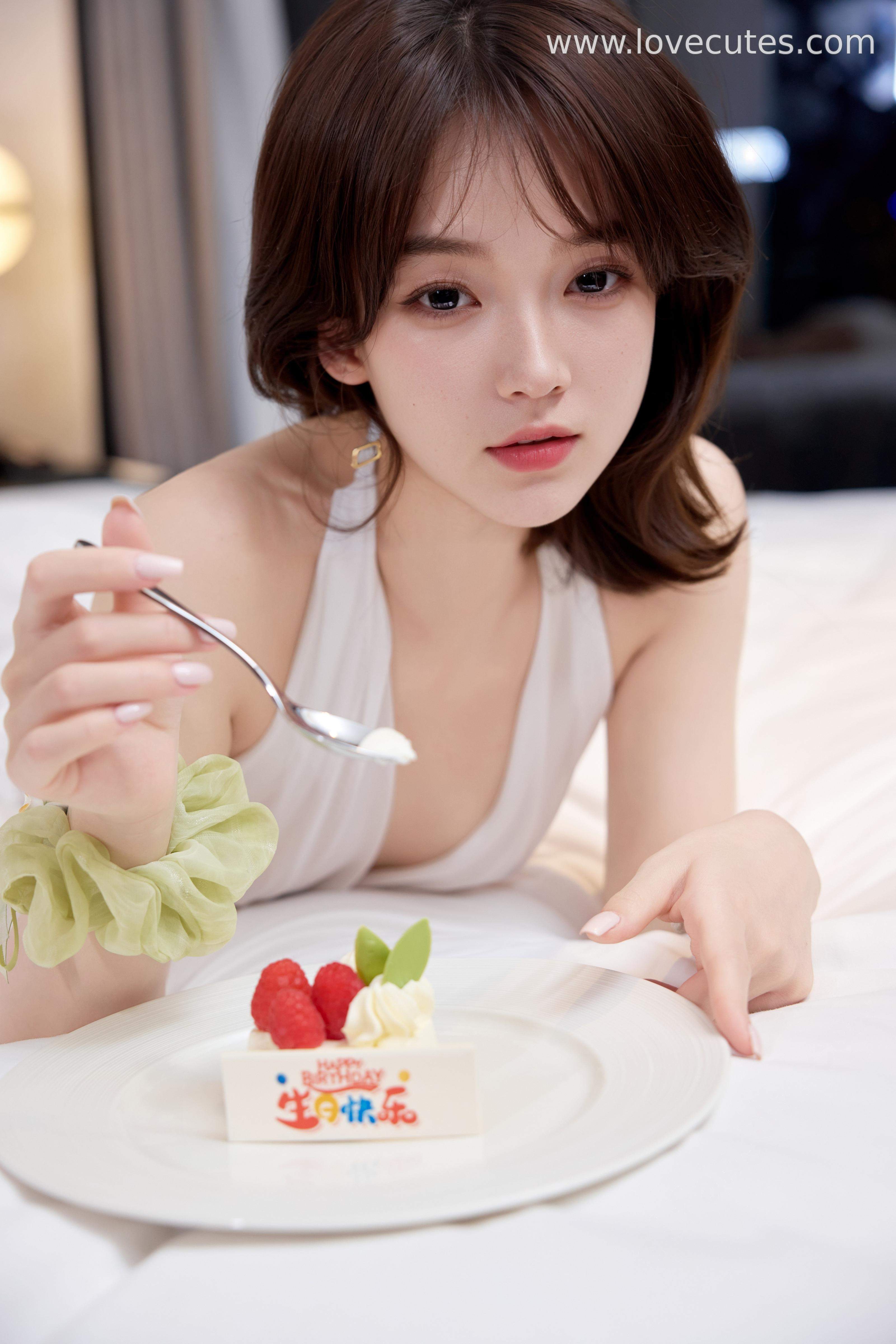 Người mẫu] Juice - Váy ngắn trắng của cô ấy: Không gian riêng tư trên giường rất mạnh mẽ, chi tiết tất lưới đầy cuốn hút 81P