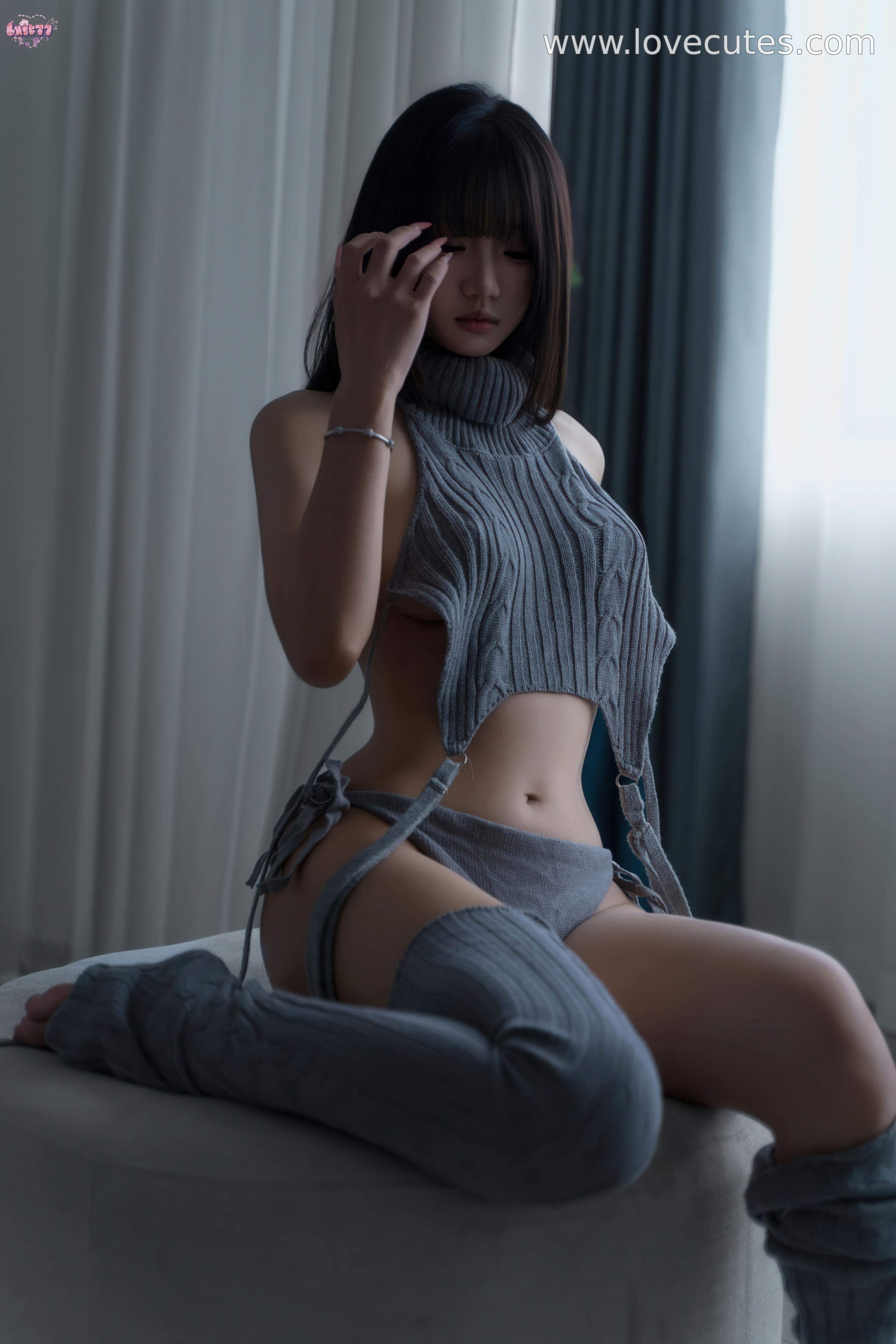 [私房] 칠칠아 착하게 굴어 - 집에서 입는 스웨터: 실내의 느긋한 분위기, 가까이서 보는 매력 112P1V