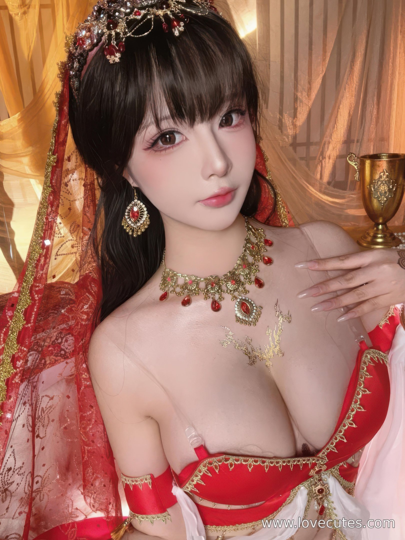 [私房] yuuhui玉汇 - 赤い宝石：白いシフォンの夢幻的な雰囲気、より大胆な画面構成、魅力的な曲線表現 45P2V