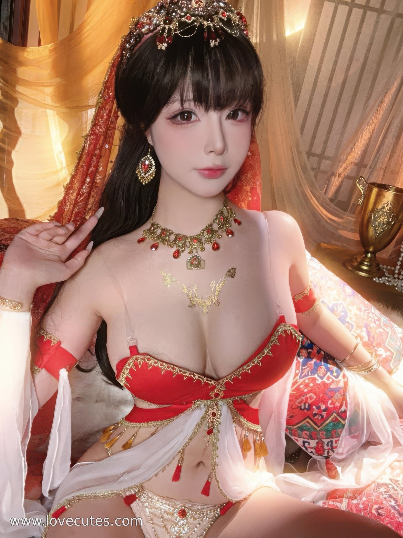 [私房] yuuhui玉汇 - 赤い宝石：白いシフォンの夢幻的な雰囲気、より大胆な画面構成、魅力的な曲線表現 45P2V