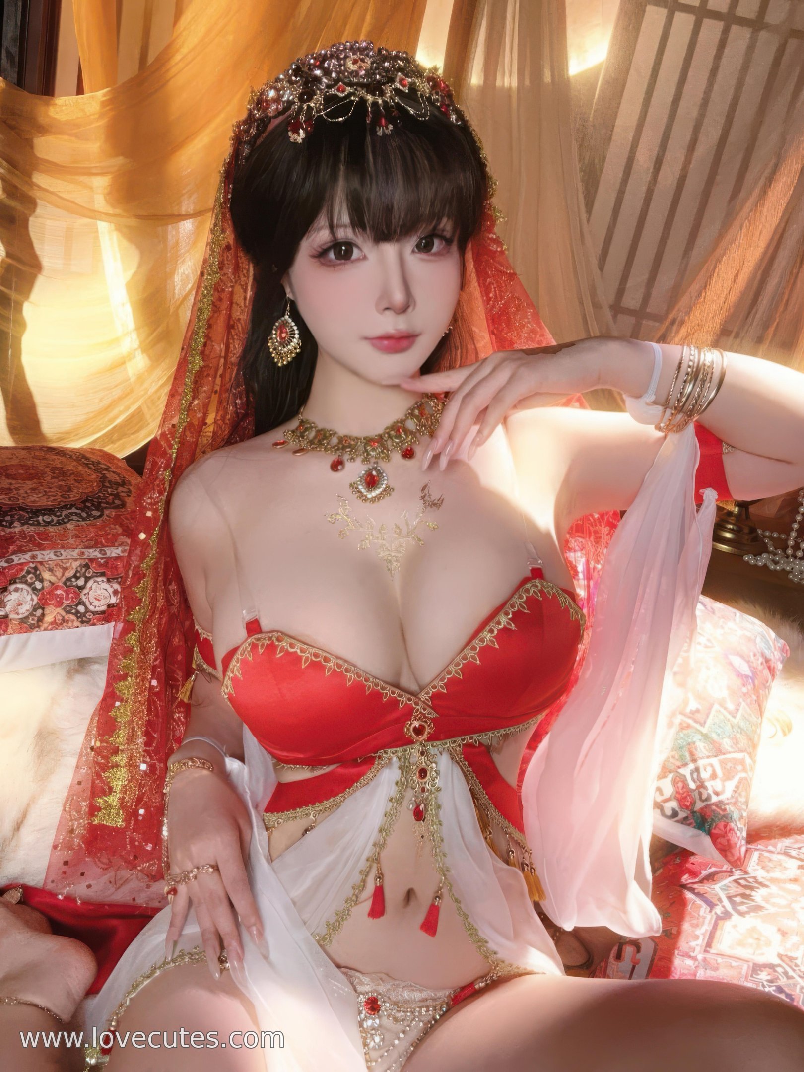[私房] yuuhui玉汇 - 赤い宝石：白いシフォンの夢幻的な雰囲気、より大胆な画面構成、魅力的な曲線表現 45P2V