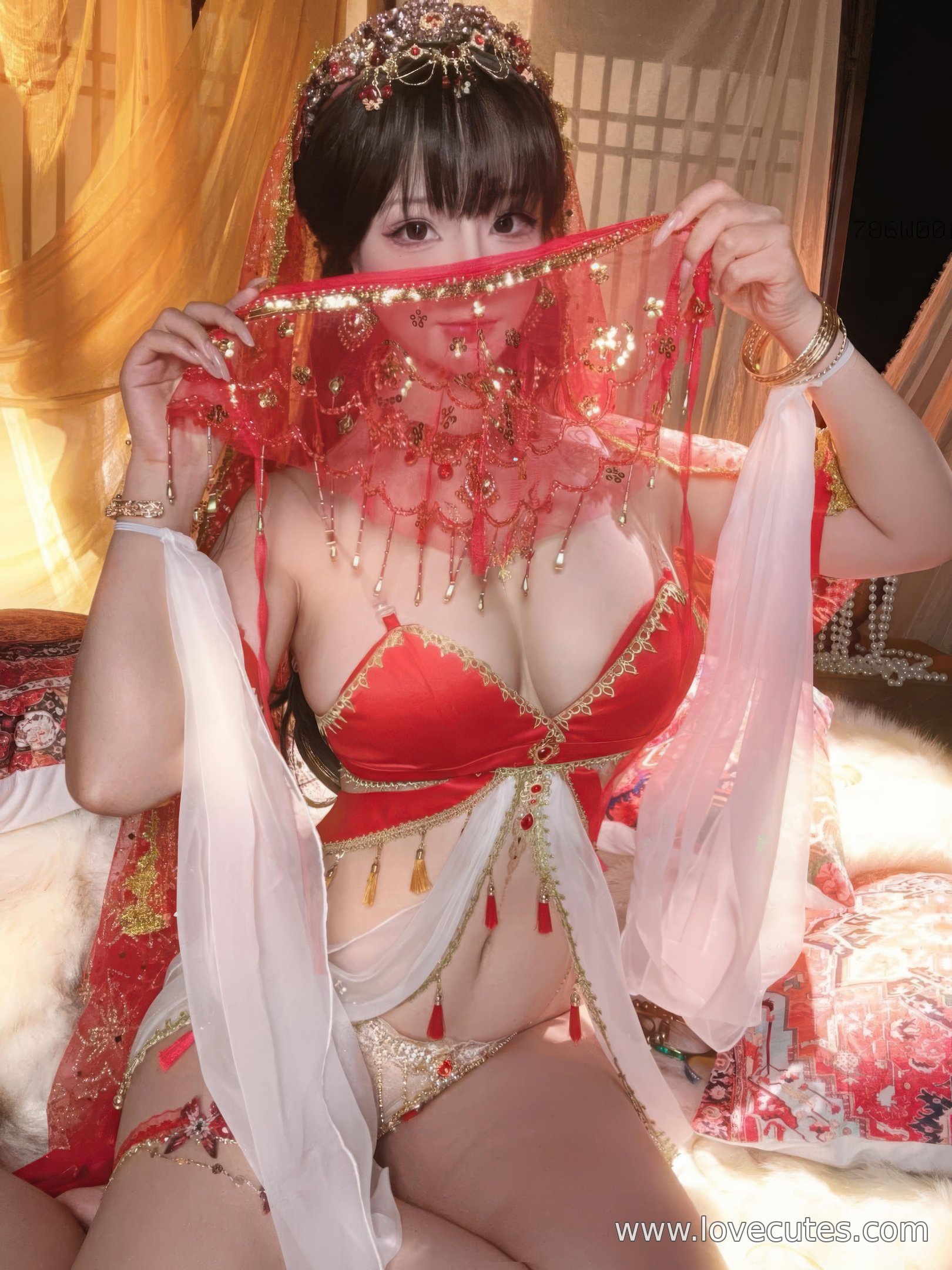 [私房] yuuhui玉汇 - 赤い宝石：白いシフォンの夢幻的な雰囲気、より大胆な画面構成、魅力的な曲線表現 45P2V