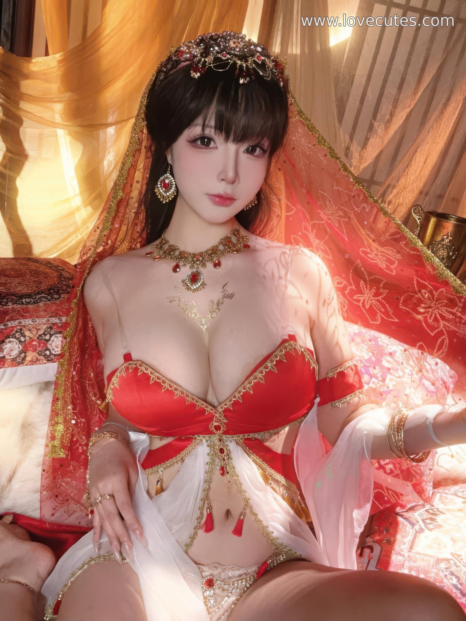 [私房] yuuhui玉汇 - 赤い宝石：白いシフォンの夢幻的な雰囲気、より大胆な画面構成、魅力的な曲線表現 45P2V