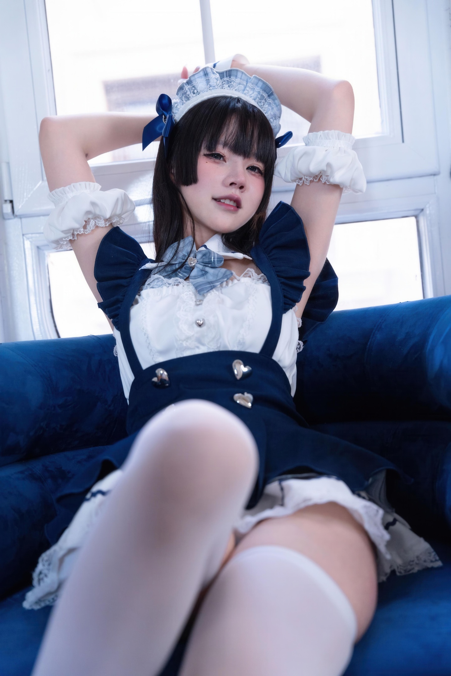 [Cosplay] Shimizu Nagi - Maid Service Theme: Sweet Maid Vibes Enhanced by White Stockings, Pure and Adorable 68P
