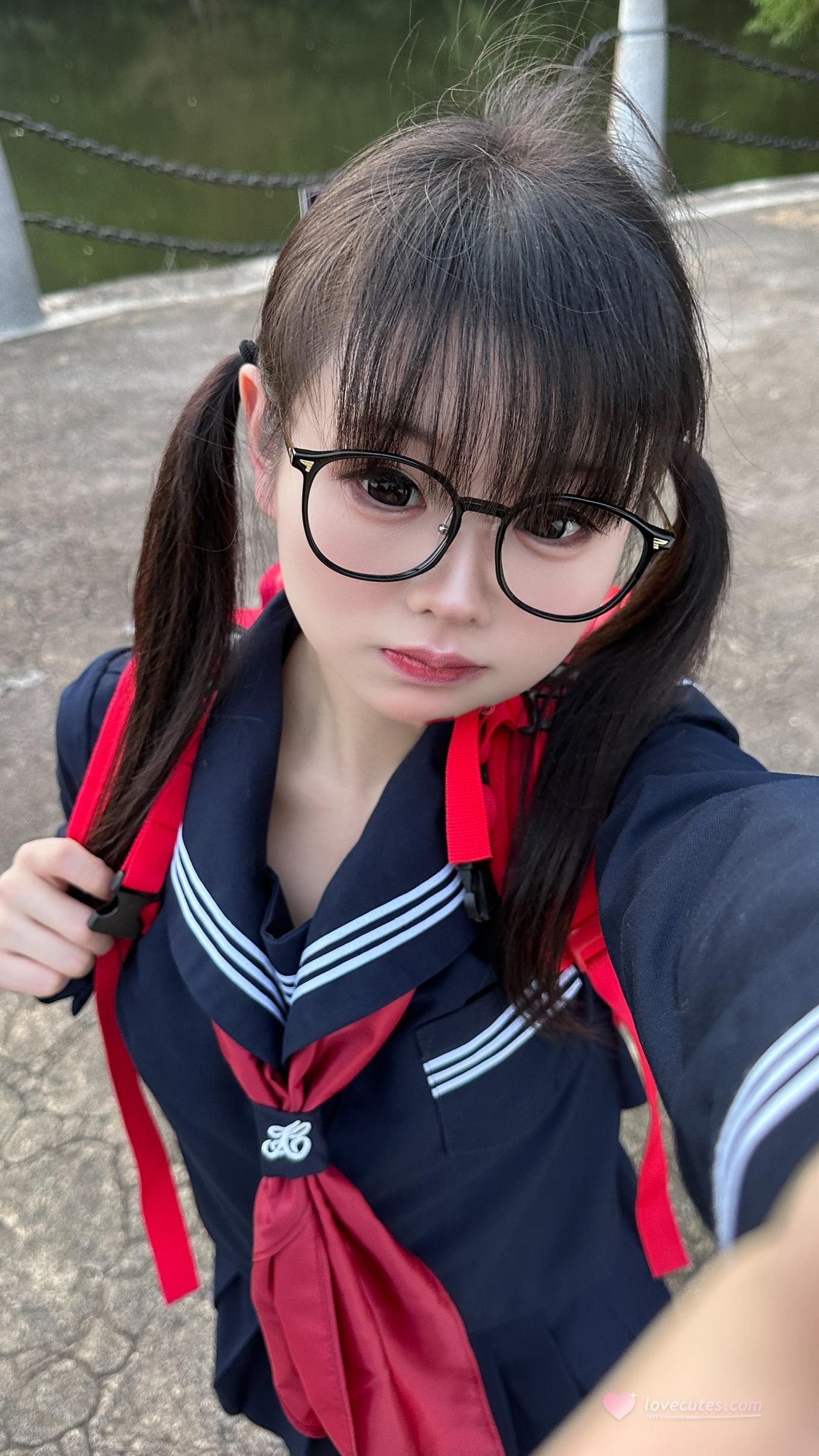 [写真] 幼水鈴衣 - 靡途：JK制服搭配雙馬尾眼鏡的少女感，清純可愛氛圍十足，細節蕾絲更添分數 169P