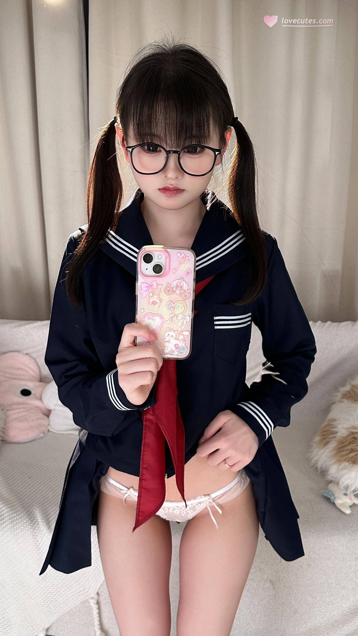 [Ảnh] Thiếu Nữ Yêu Nước - Mĩ Đồ: Phong Cách JK với Tóc Đuôi Ngựa và Kính, Nét Dễ Thương Trong Không Gian Trong Sáng, Chi Tiết Ren Tăng Điểm 169P