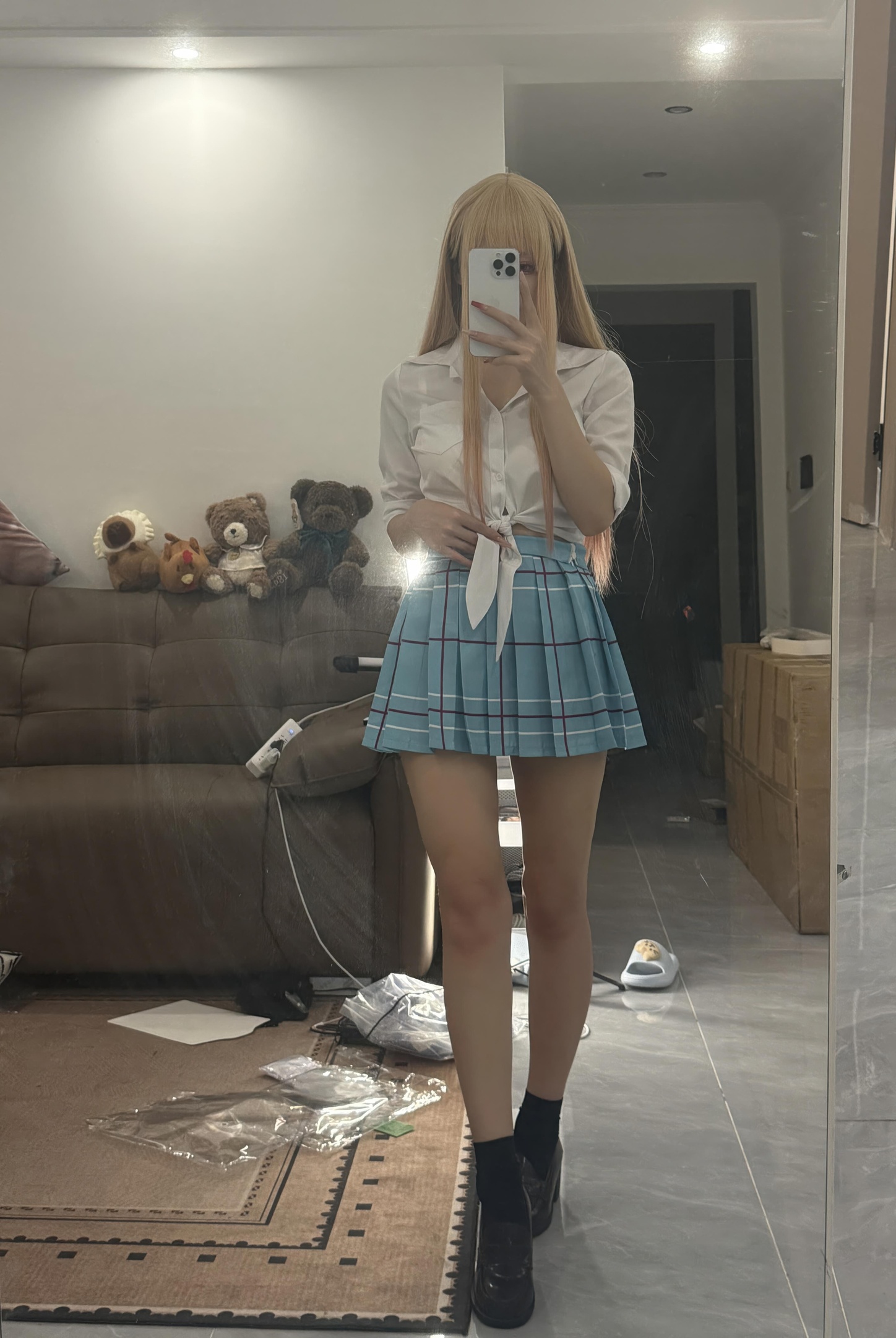[costume play] 九言 - 喜多川海夢：JK制服與內衣造型切換 甜辣還原度在線 美乳曲線引人注目 58P5V