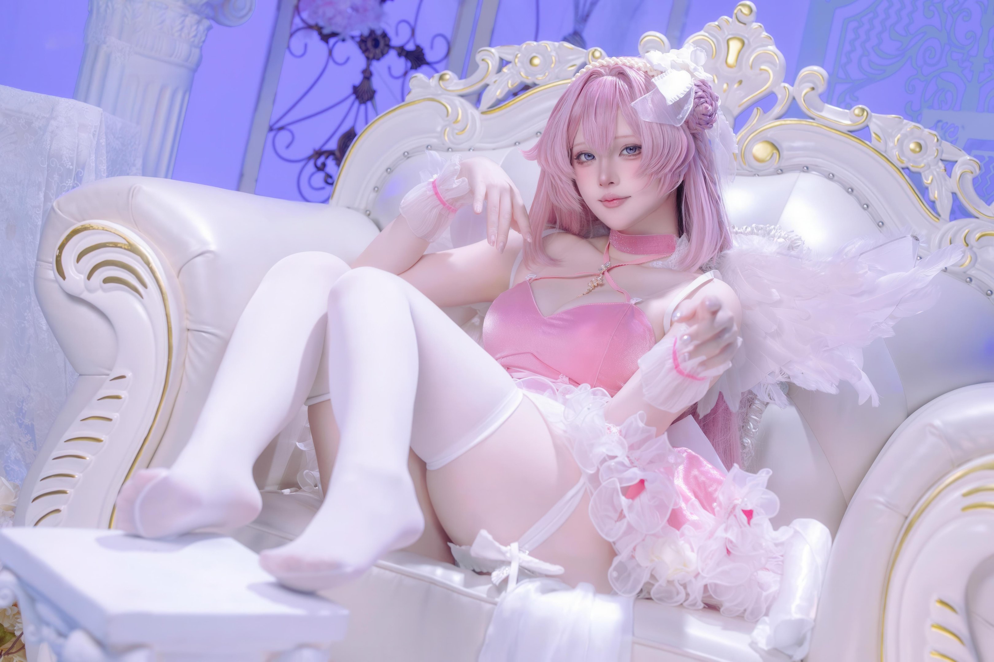 [cosplay] 屿鱼 - 桃乐丝·黎明派对：派对氛围下的角色还原 白丝少女感很抓眼 63P