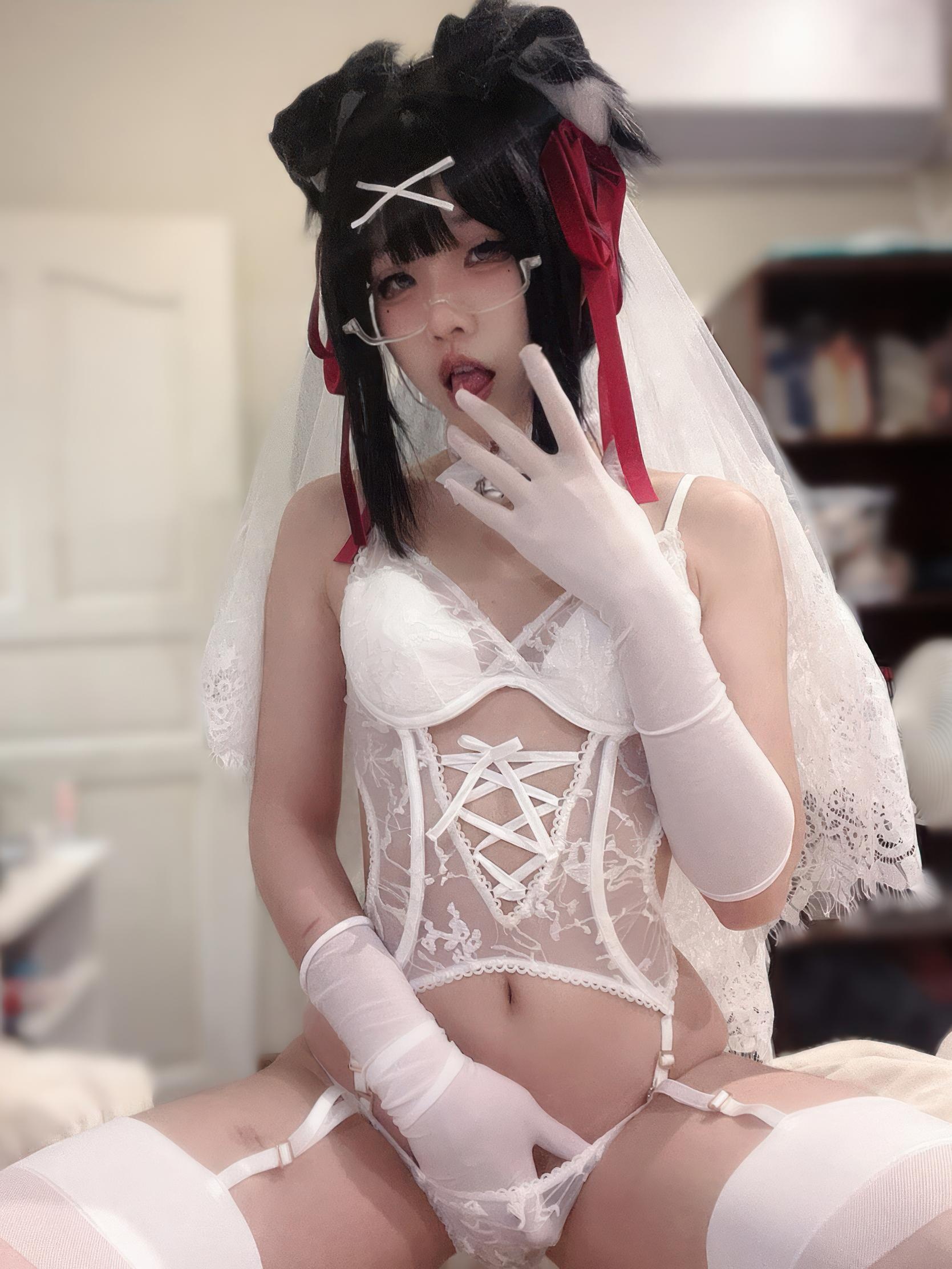 [cosplay] 清水凪 - 小狗花嫁：蕾丝婚纱搭配白丝造型 甜美氛围感的花嫁主题 37P3V