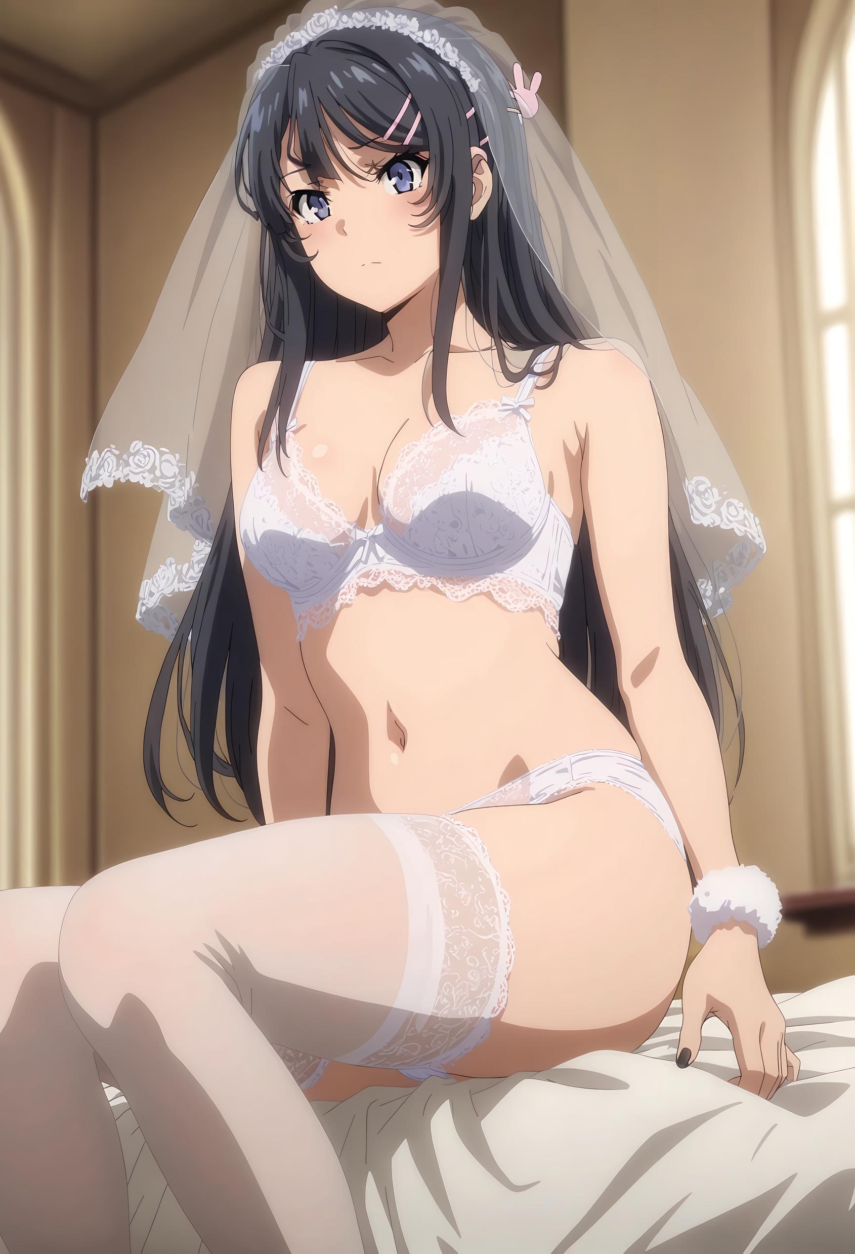 Cô Gái Anime Tạo Bởi AI - 樱岛麻衣: Series Chàng Trai Heo Con Tuổi Teen Với Cô Gái Ngực Khủng Trong Bộ Bikini Trắng, Tôn Vinh Đường Cong Hoàn Hảo 53P