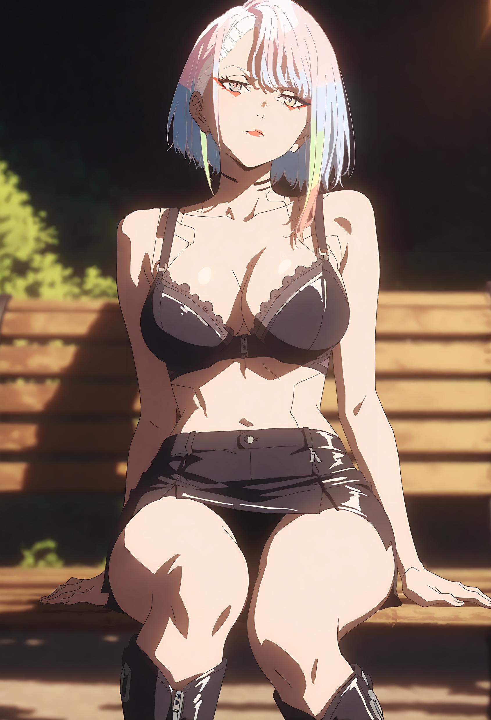 Cô Gái Anime Tạo Bởi AI - 露西娜: Đường Biên Cyberpunk, Tóc Xanh, Ngực Lớn, Cô Gái Tóc Bạc Với Đường Cong Hoàn Hảo, Sự Quyến Rũ Tột Đỉnh 63P