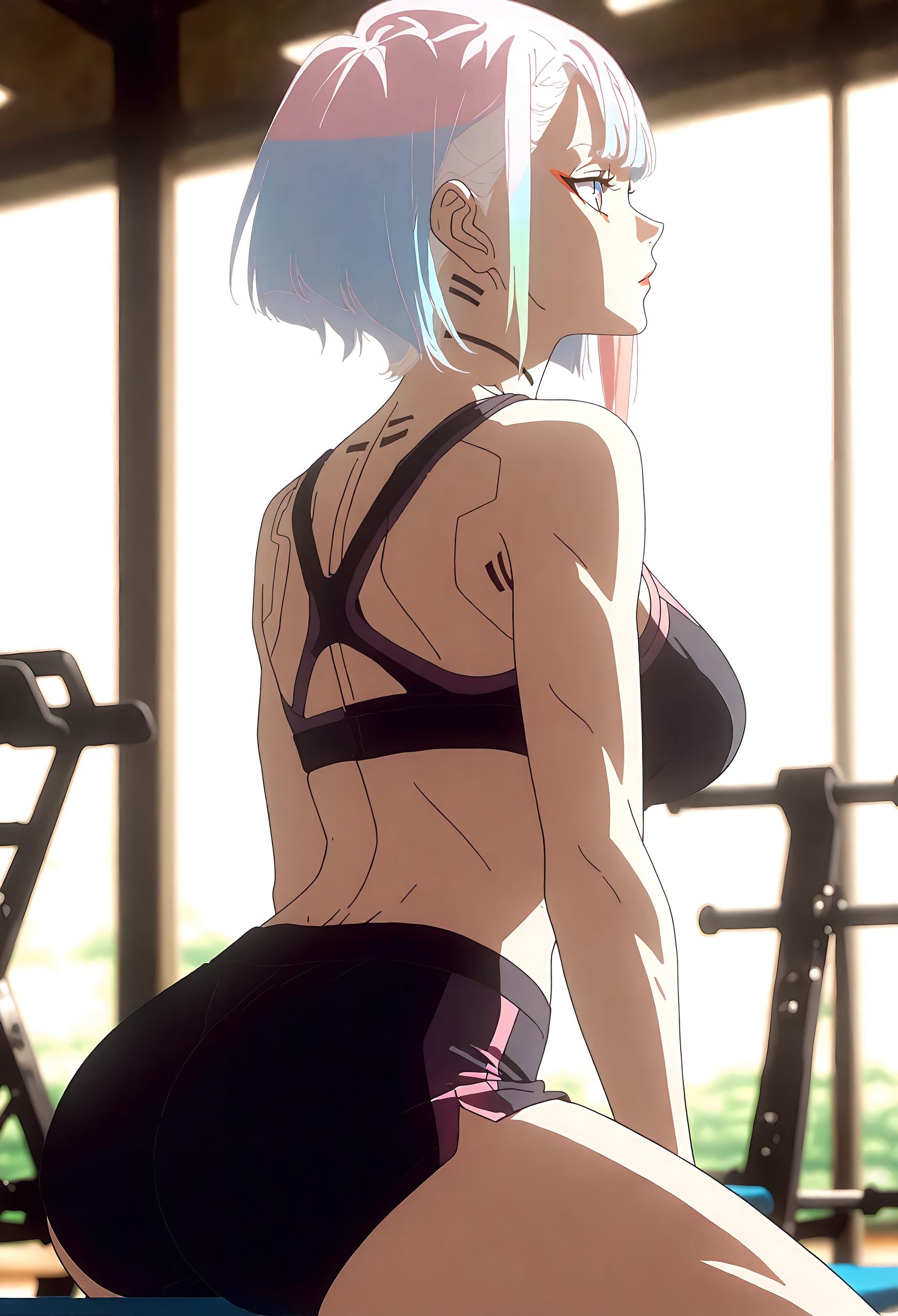 Cô Gái Anime Tạo Bởi AI - 露西娜: Đường Biên Cyberpunk, Tóc Xanh, Ngực Lớn, Cô Gái Tóc Bạc Với Đường Cong Hoàn Hảo, Sự Quyến Rũ Tột Đỉnh 63P