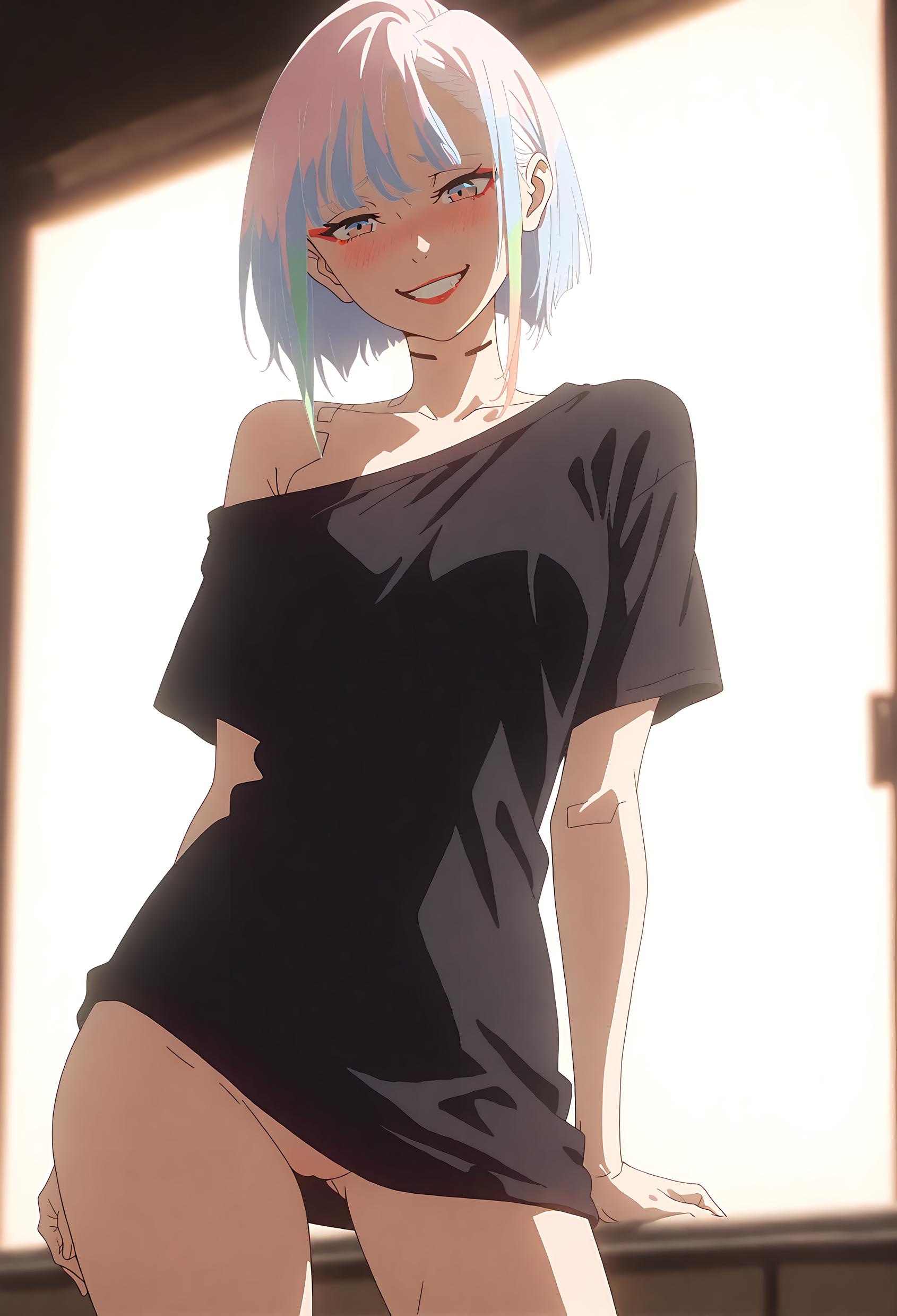 Cô Gái Anime Tạo Bởi AI - 露西娜: Đường Biên Cyberpunk, Tóc Xanh, Ngực Lớn, Cô Gái Tóc Bạc Với Đường Cong Hoàn Hảo, Sự Quyến Rũ Tột Đỉnh 63P