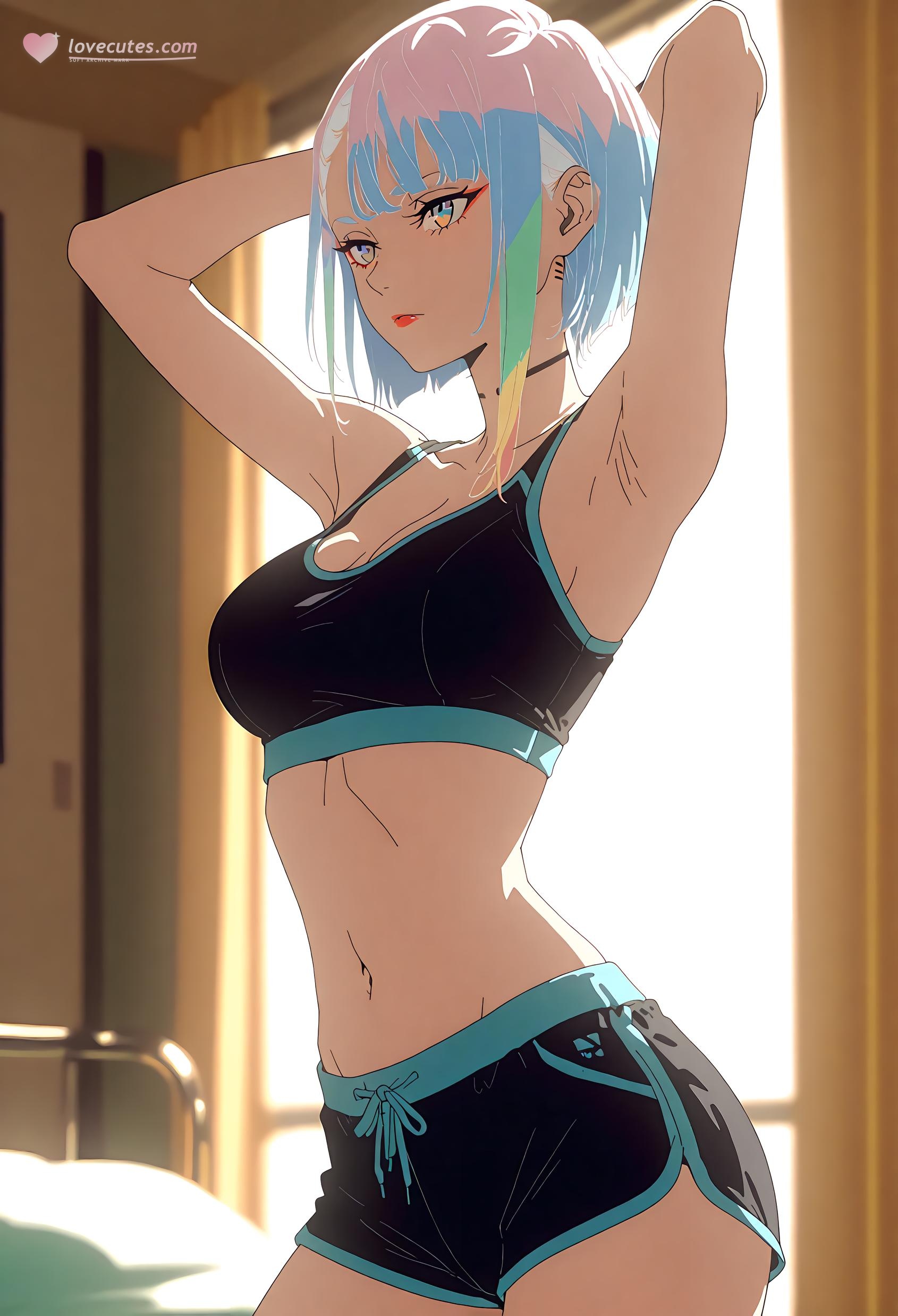 Cô Gái Anime Tạo Bởi AI - 露西娜: Đường Biên Cyberpunk, Tóc Xanh, Ngực Lớn, Cô Gái Tóc Bạc Với Đường Cong Hoàn Hảo, Sự Quyến Rũ Tột Đỉnh 63P